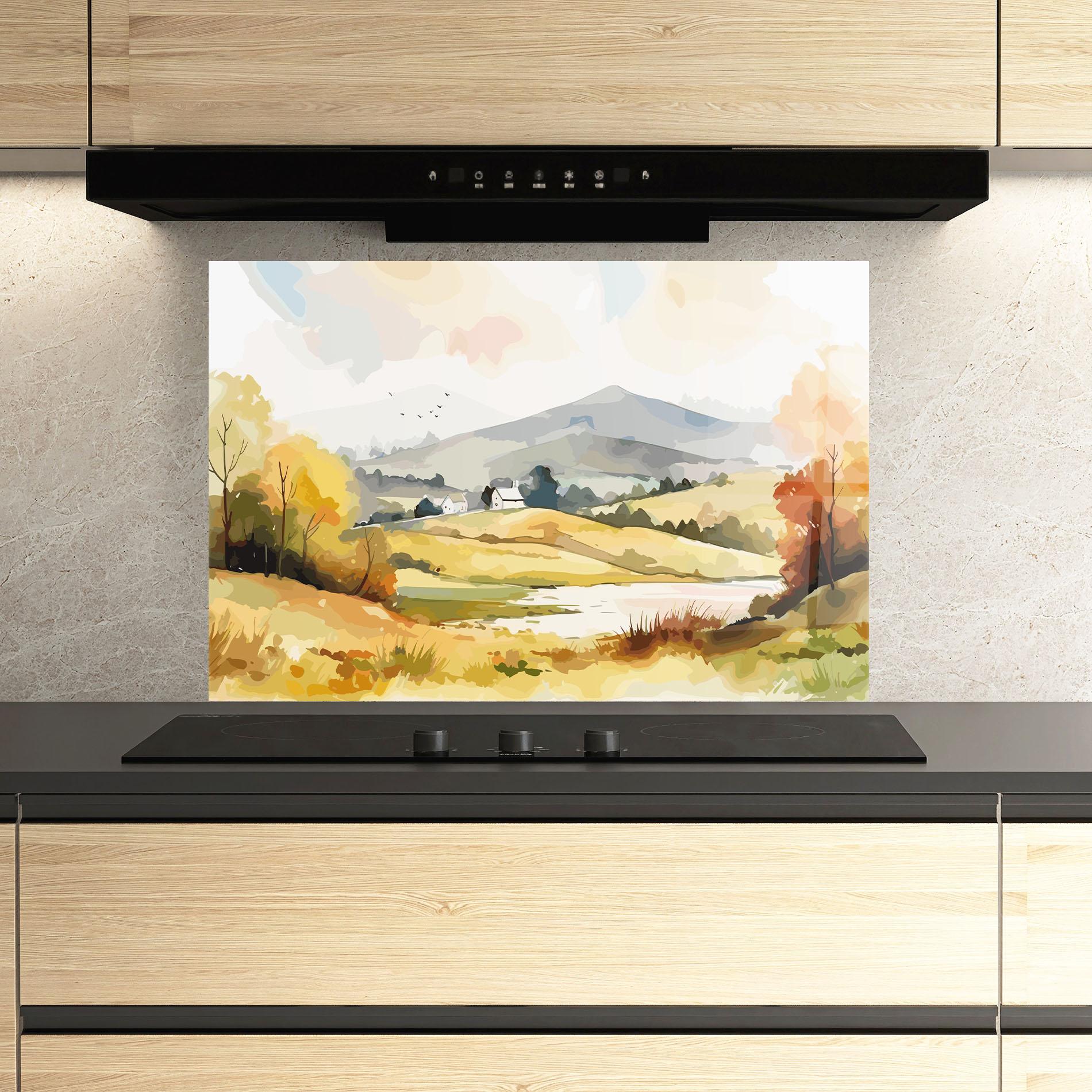 Panou Sticla Bucatarie Countryside View mockup 3