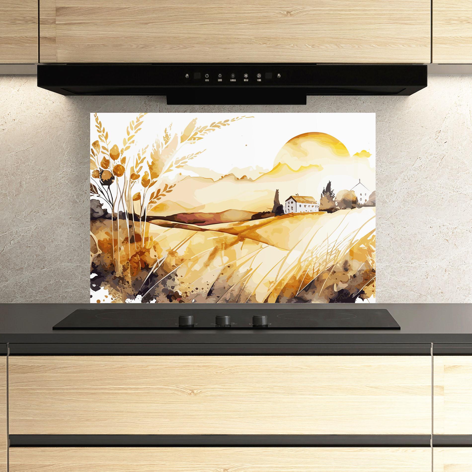 Panou Sticla Bucatarie Crops Field mockup 3