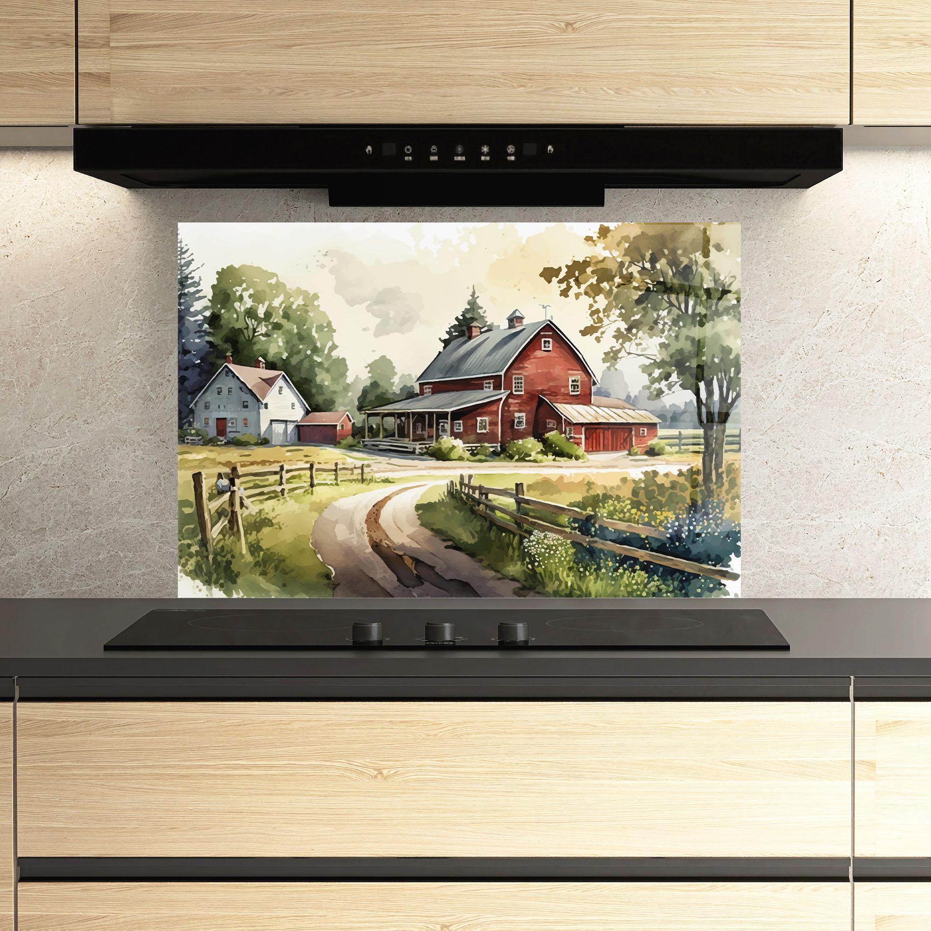 Panou Sticla Bucatarie Farmhouse Painting mockup 3
