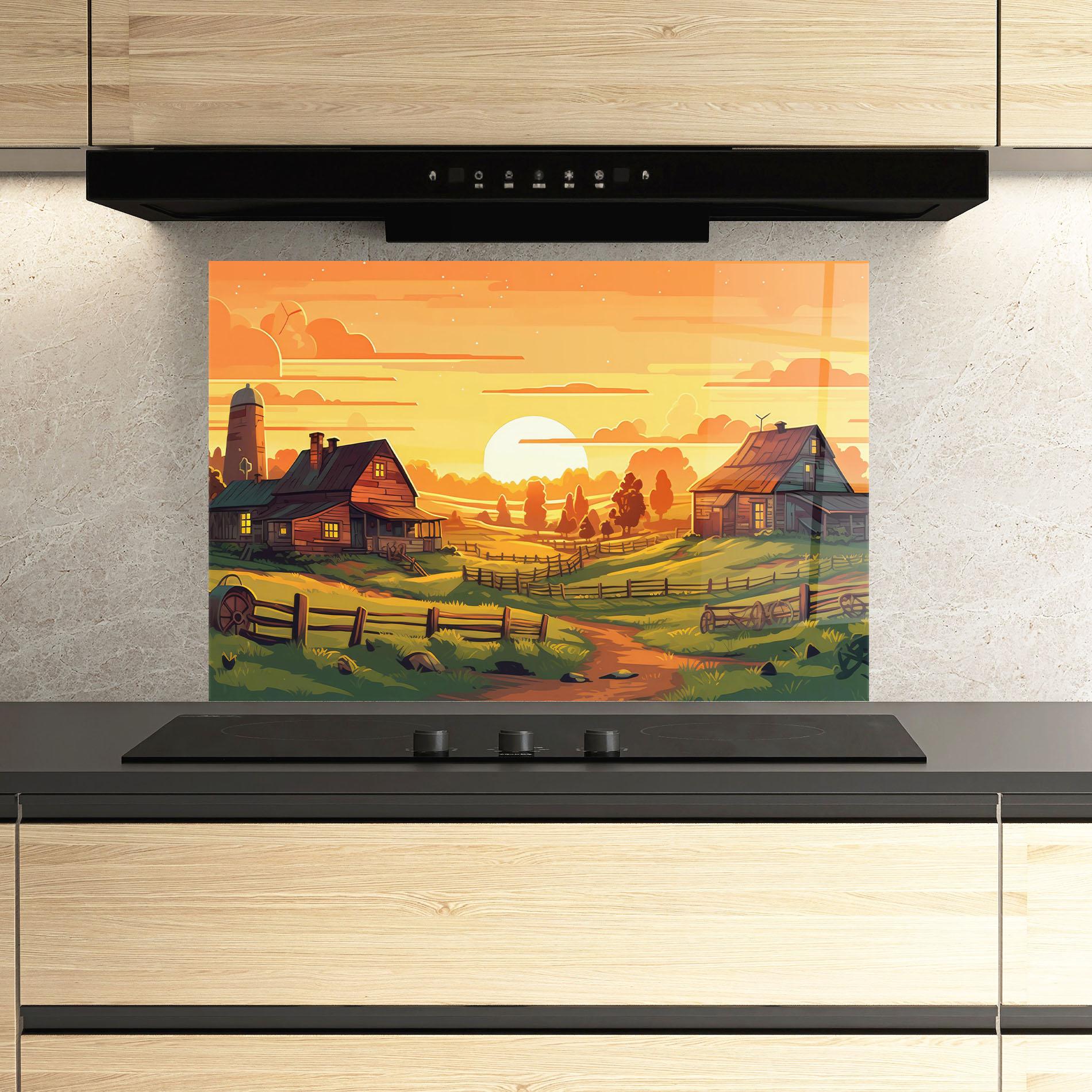 Panou Sticla Bucatarie Farmhouse Sunlight mockup 3