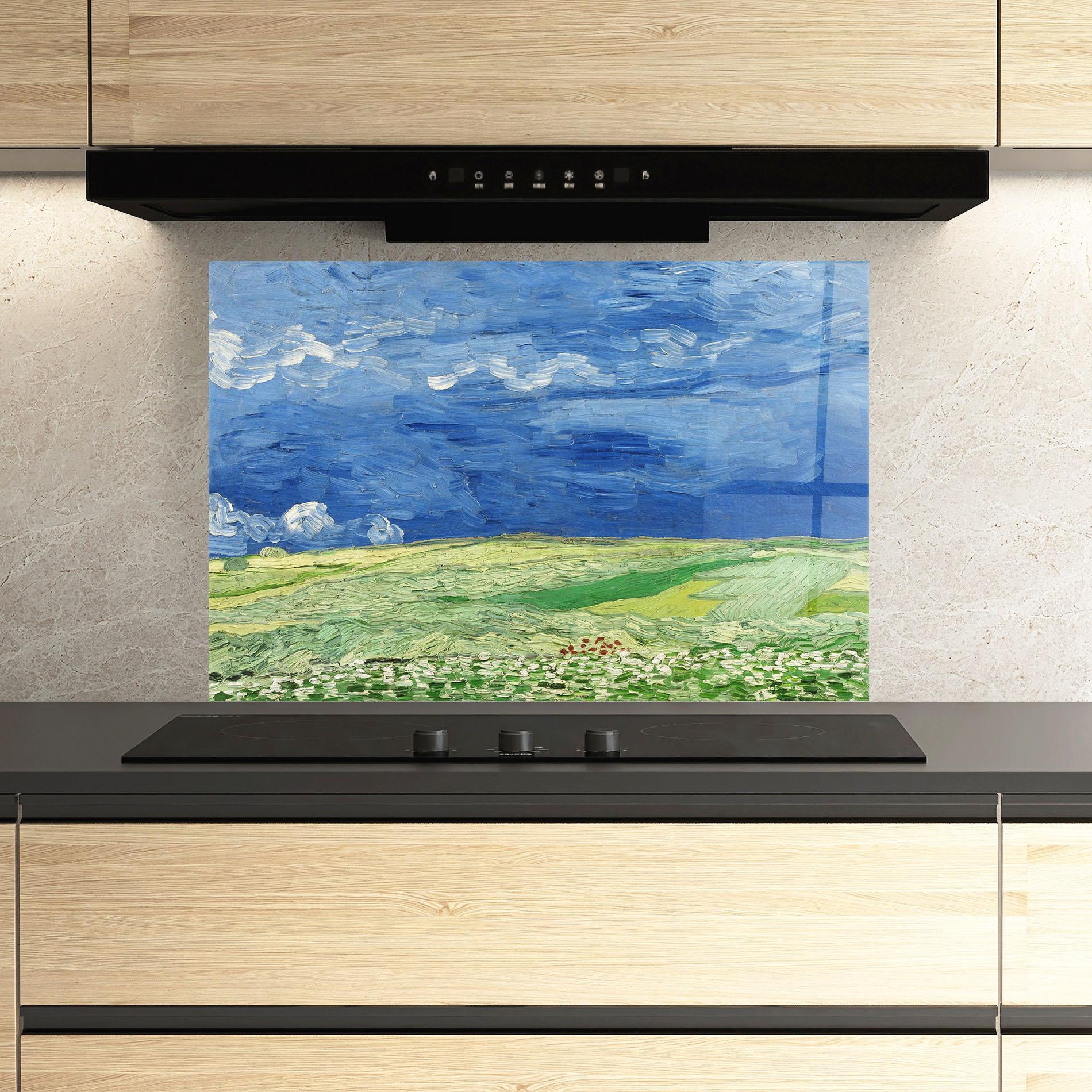 Panou Sticla Bucatarie Green Blue Field mockup 3