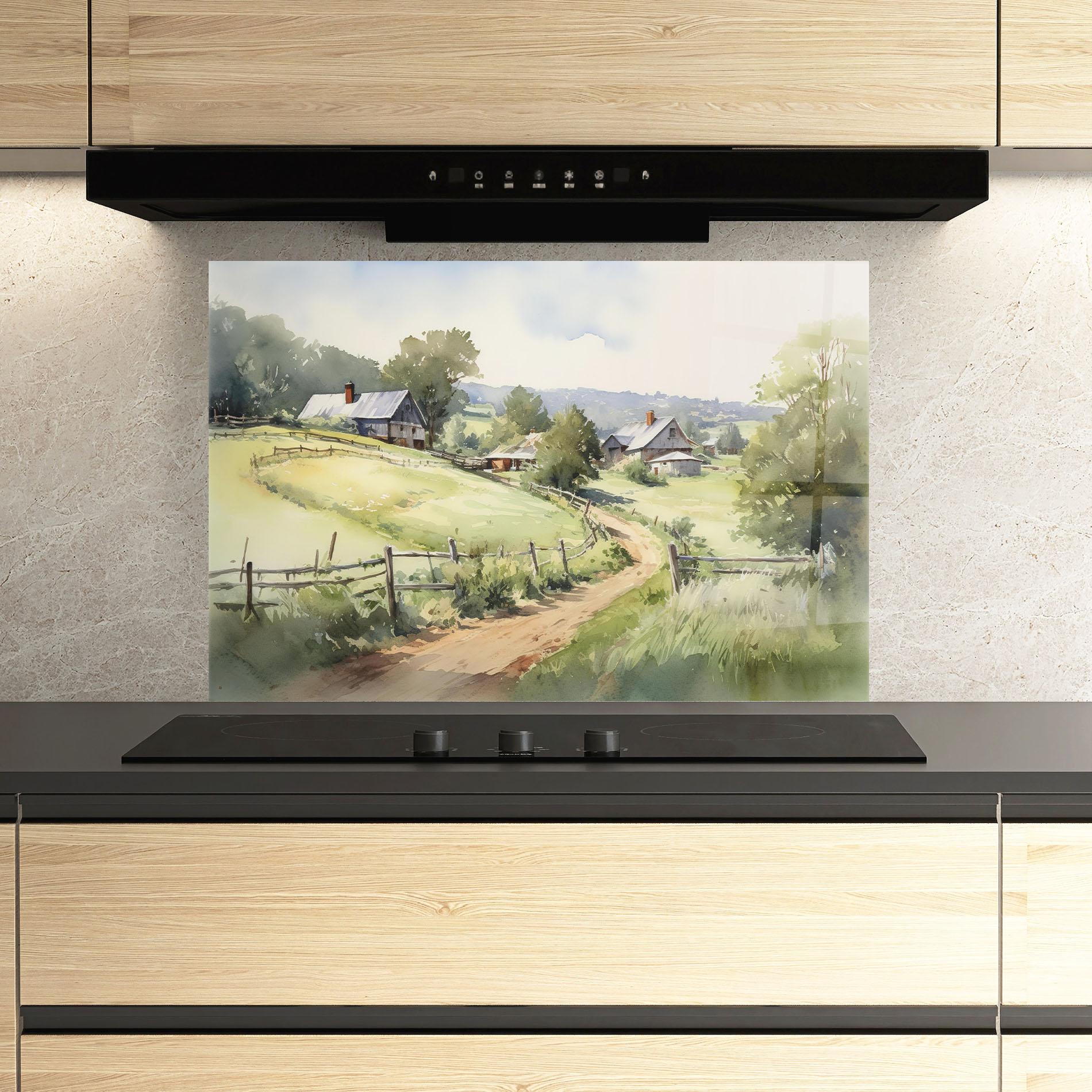 Panou Sticla Bucatarie Rural Farm mockup 3