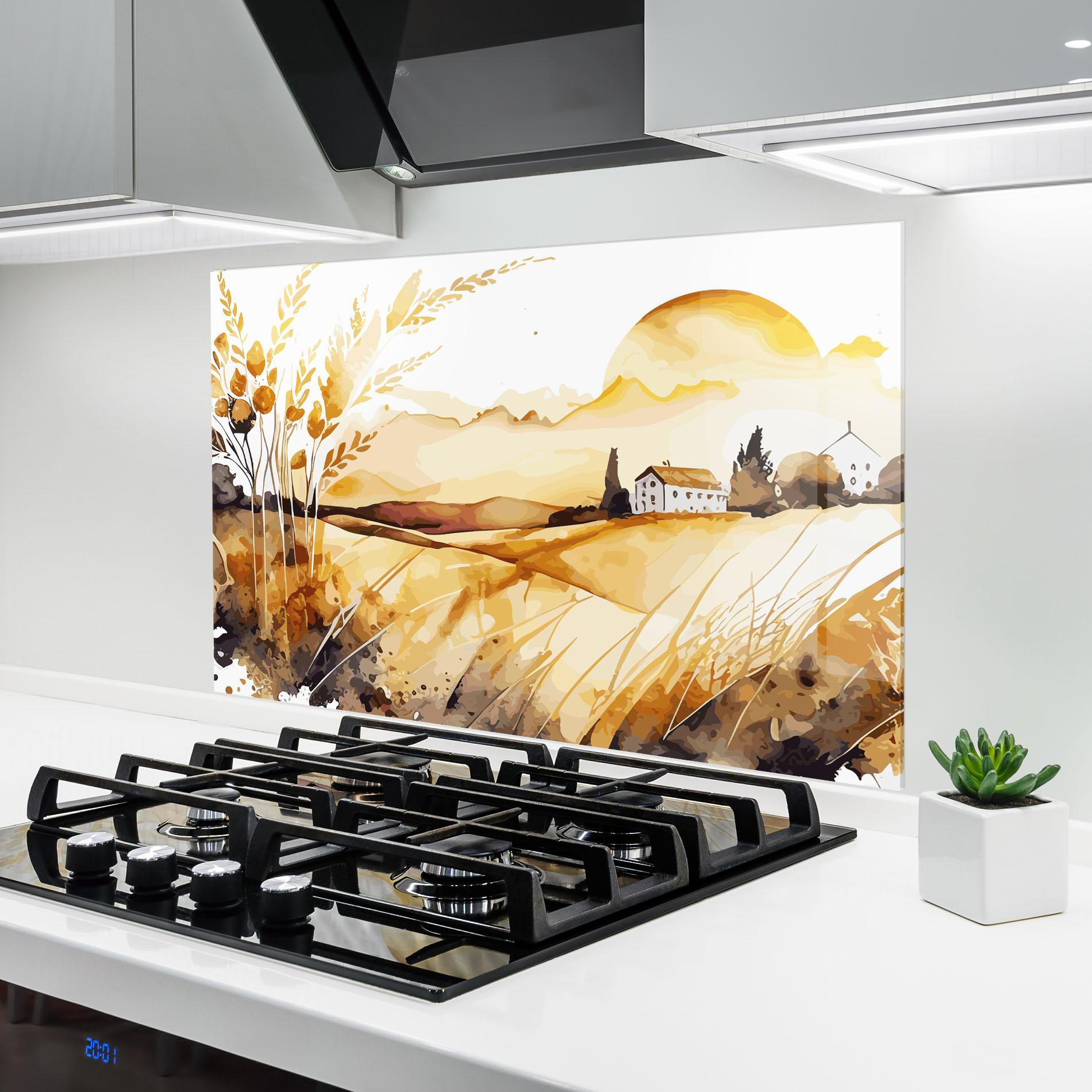 Panou Sticla Bucatarie Crops Field mockup 6