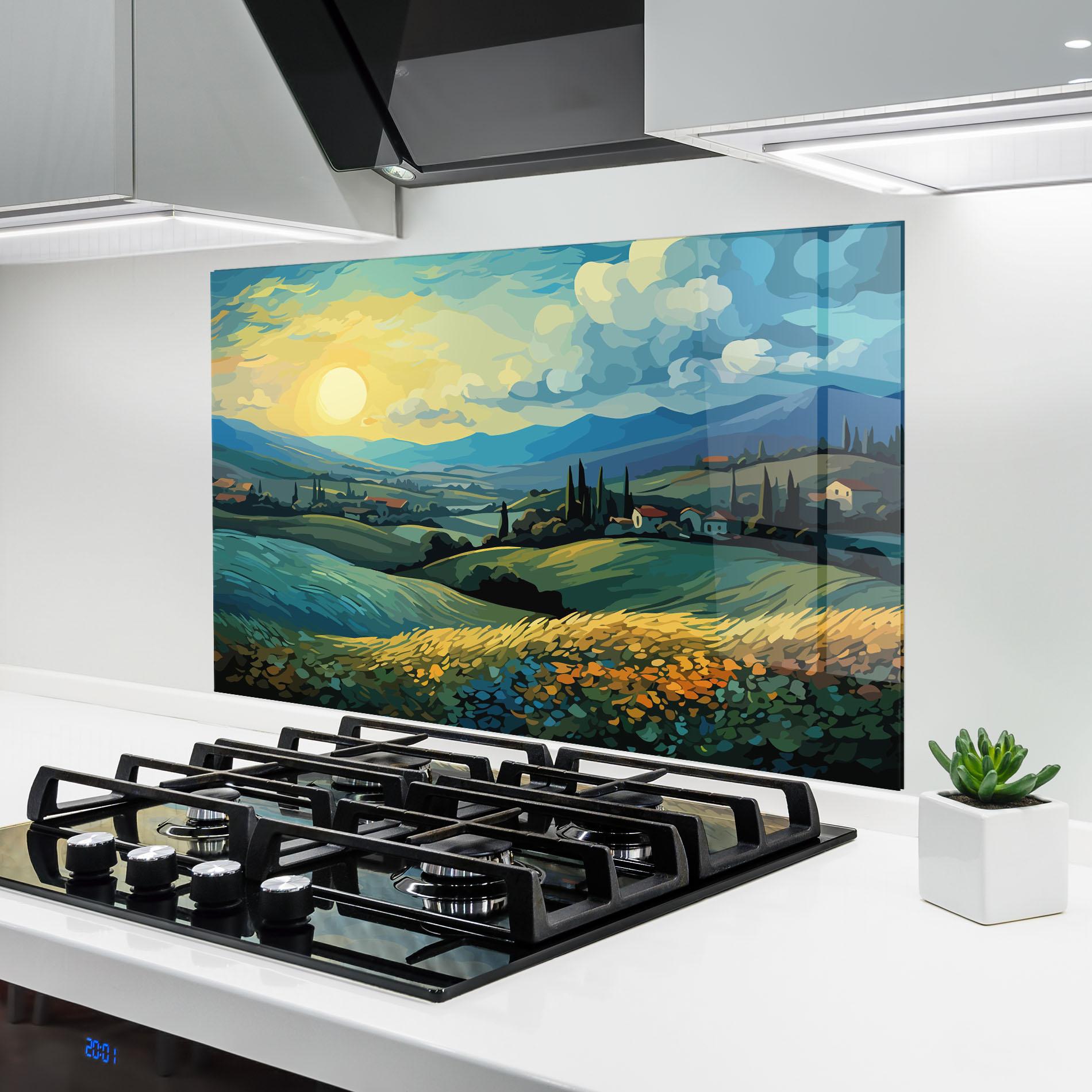 Panou Sticla Bucatarie Fantasy Blue View mockup 6