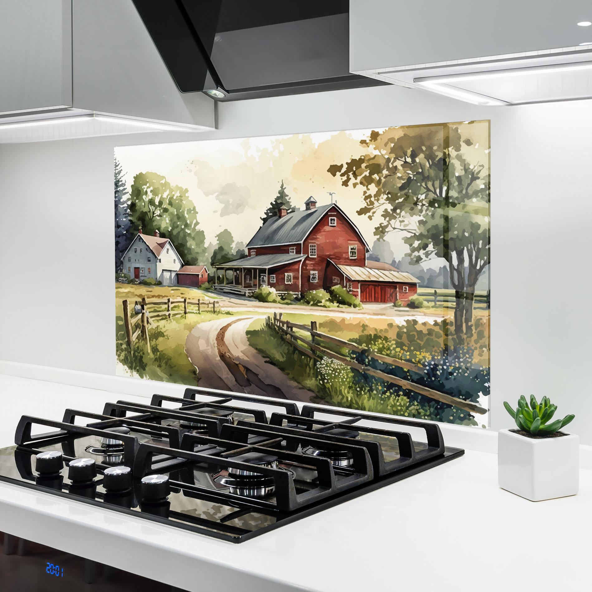 Panou Sticla Bucatarie Farmhouse Painting mockup 6