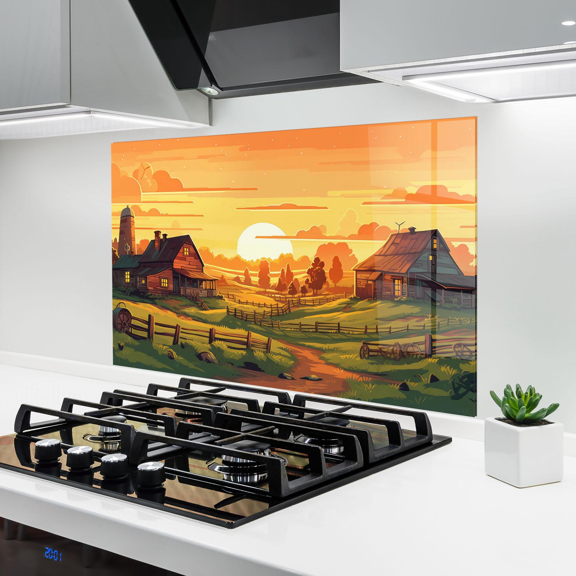 Panou Sticla Bucatarie Farmhouse Sunlight mockup 6