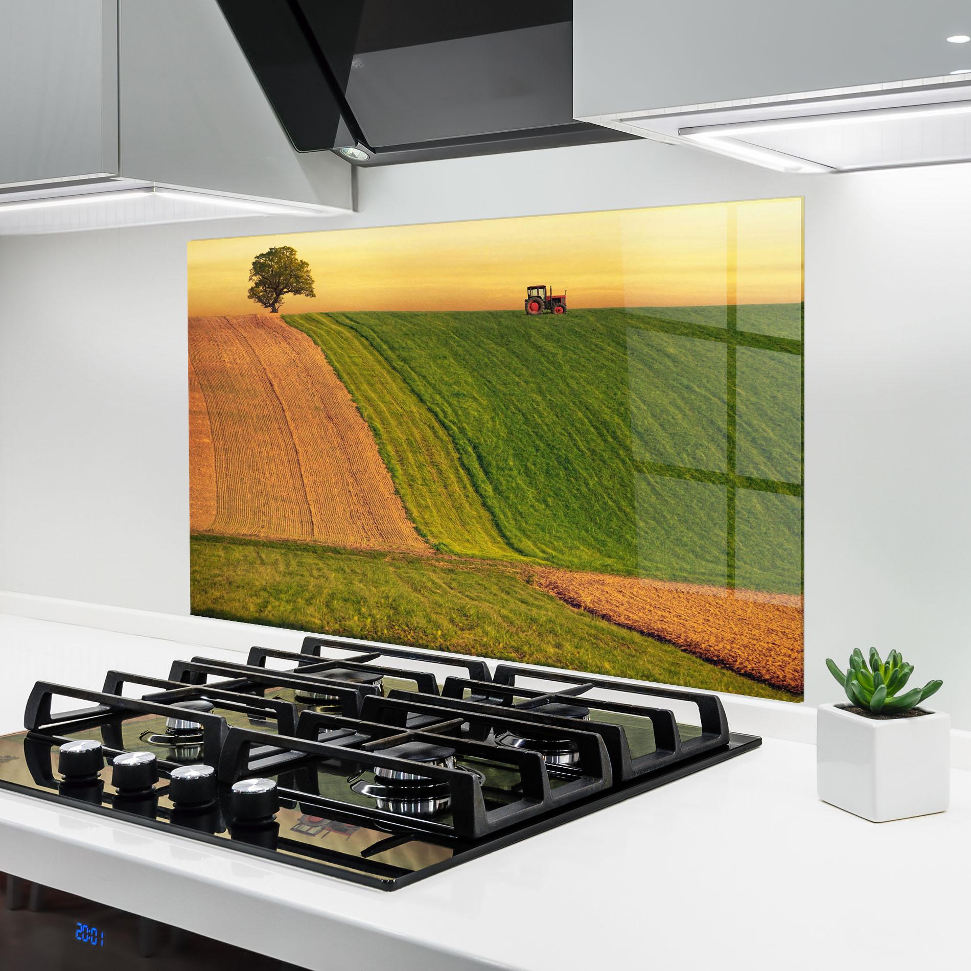 Panou Sticla Bucatarie Green Cream Field mockup 6