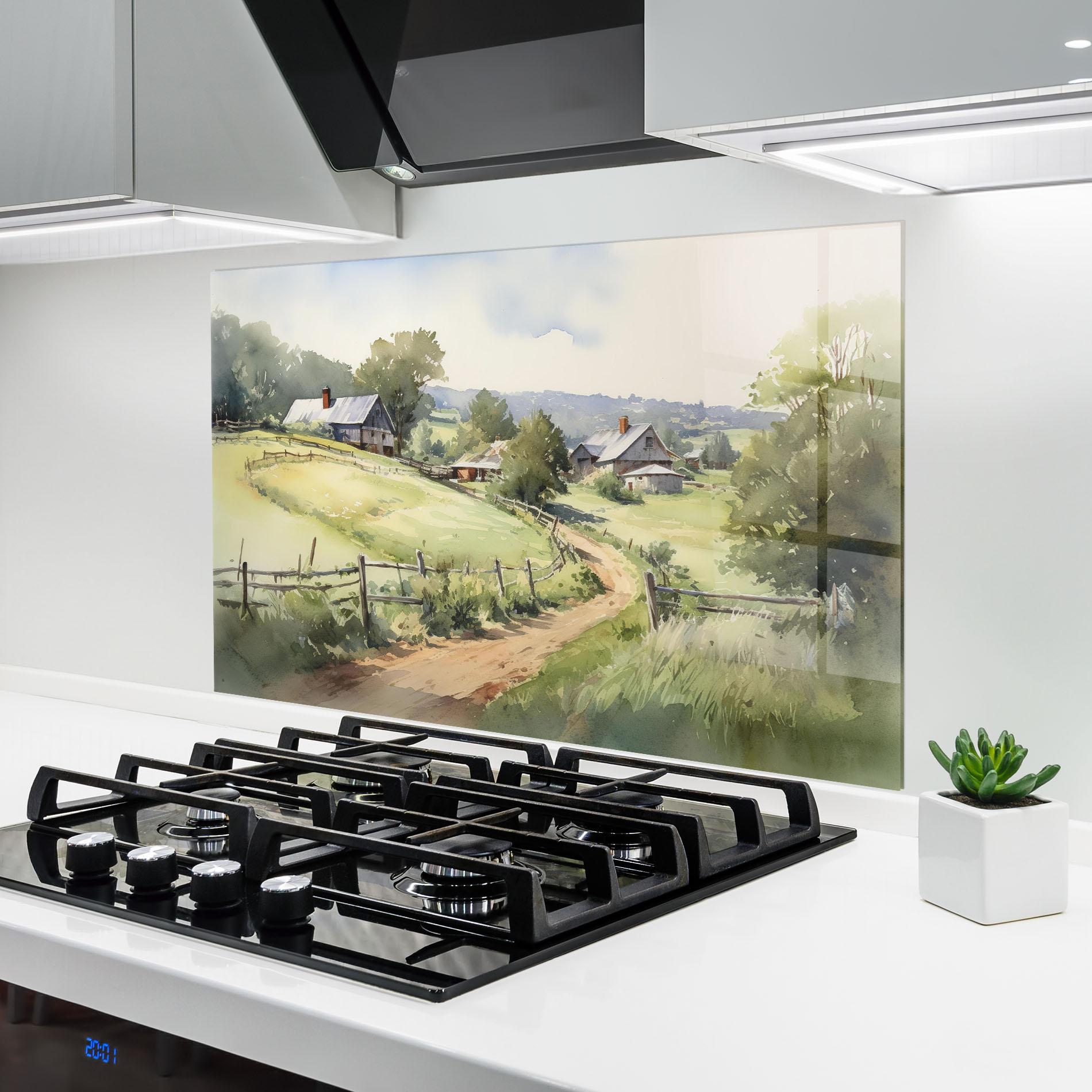 Panou Sticla Bucatarie Rural Farm mockup 6
