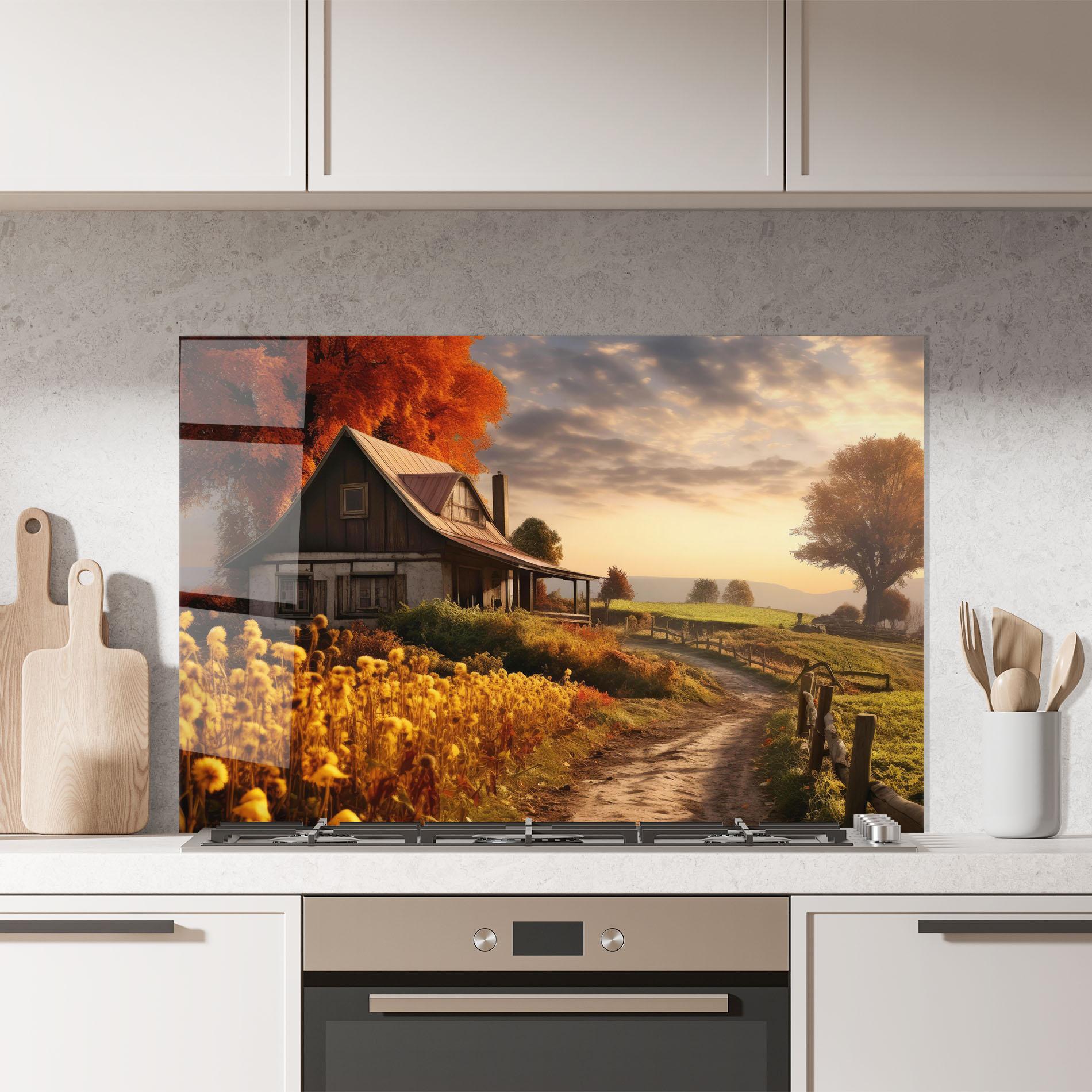 Panou Sticla Bucatarie Autumn Farm House mockup 7