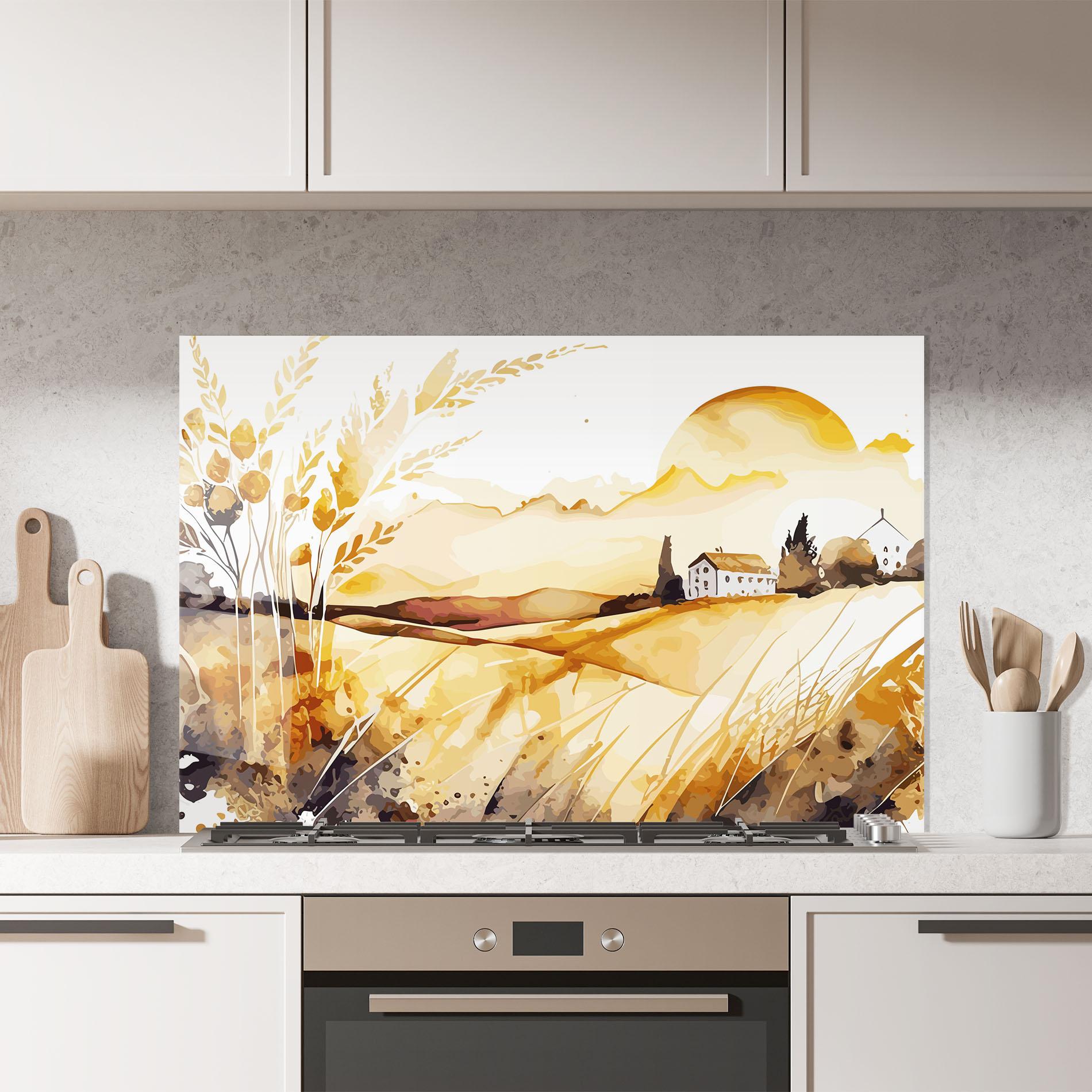 Panou Sticla Bucatarie Crops Field mockup 7