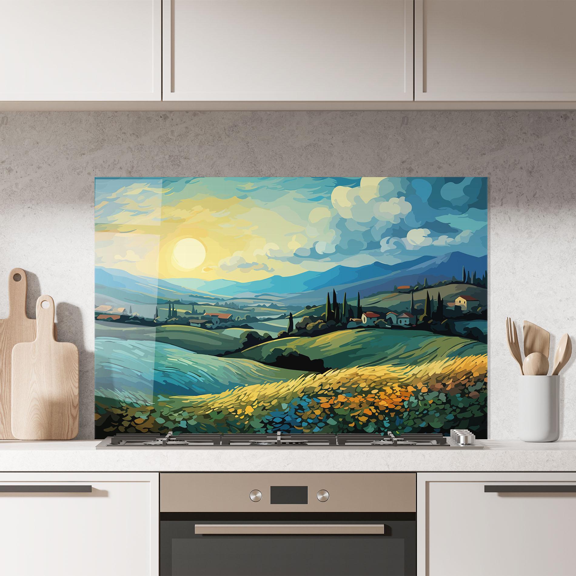 Panou Sticla Bucatarie Fantasy Blue View mockup 7