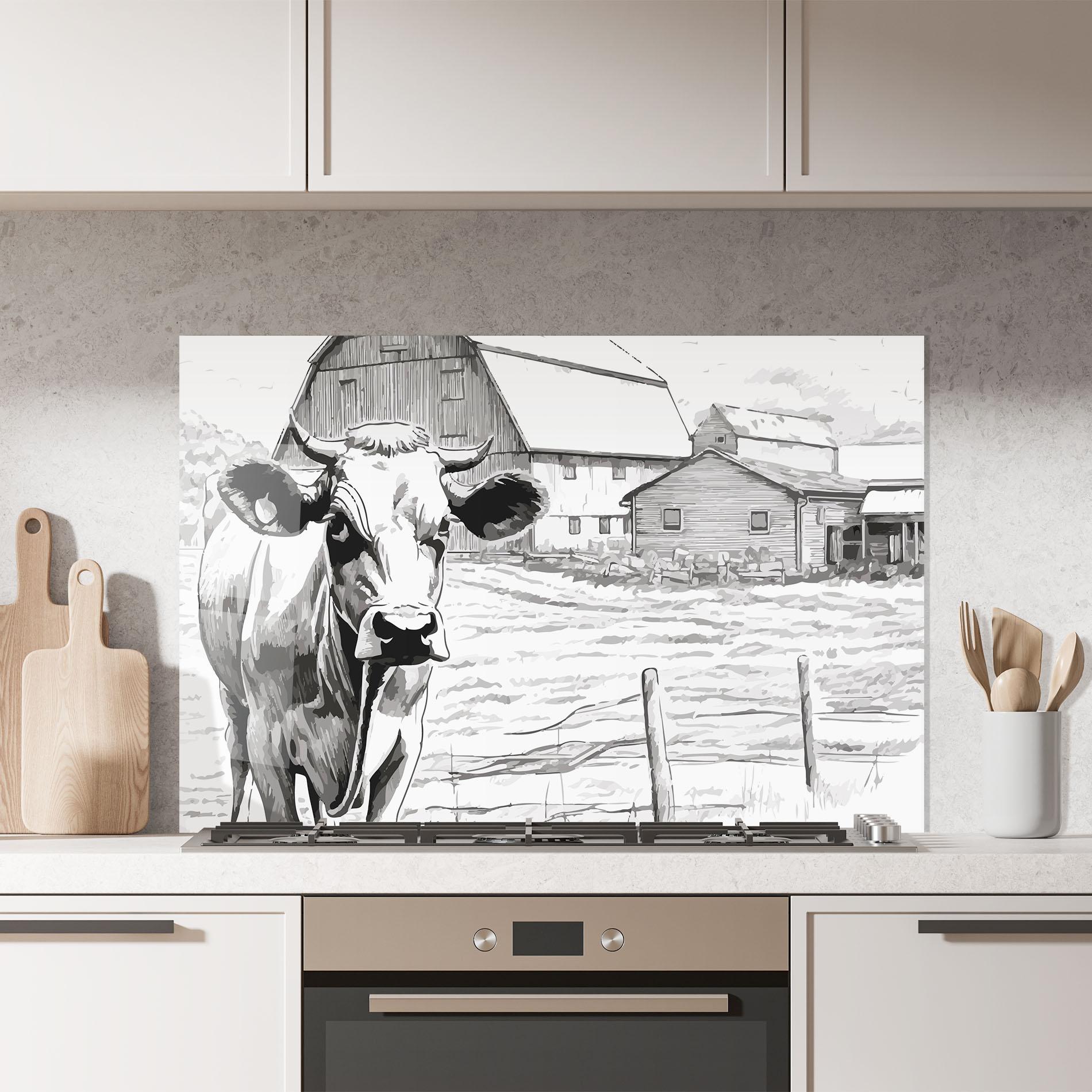 Panou Sticla Bucatarie Farm Cow mockup 7