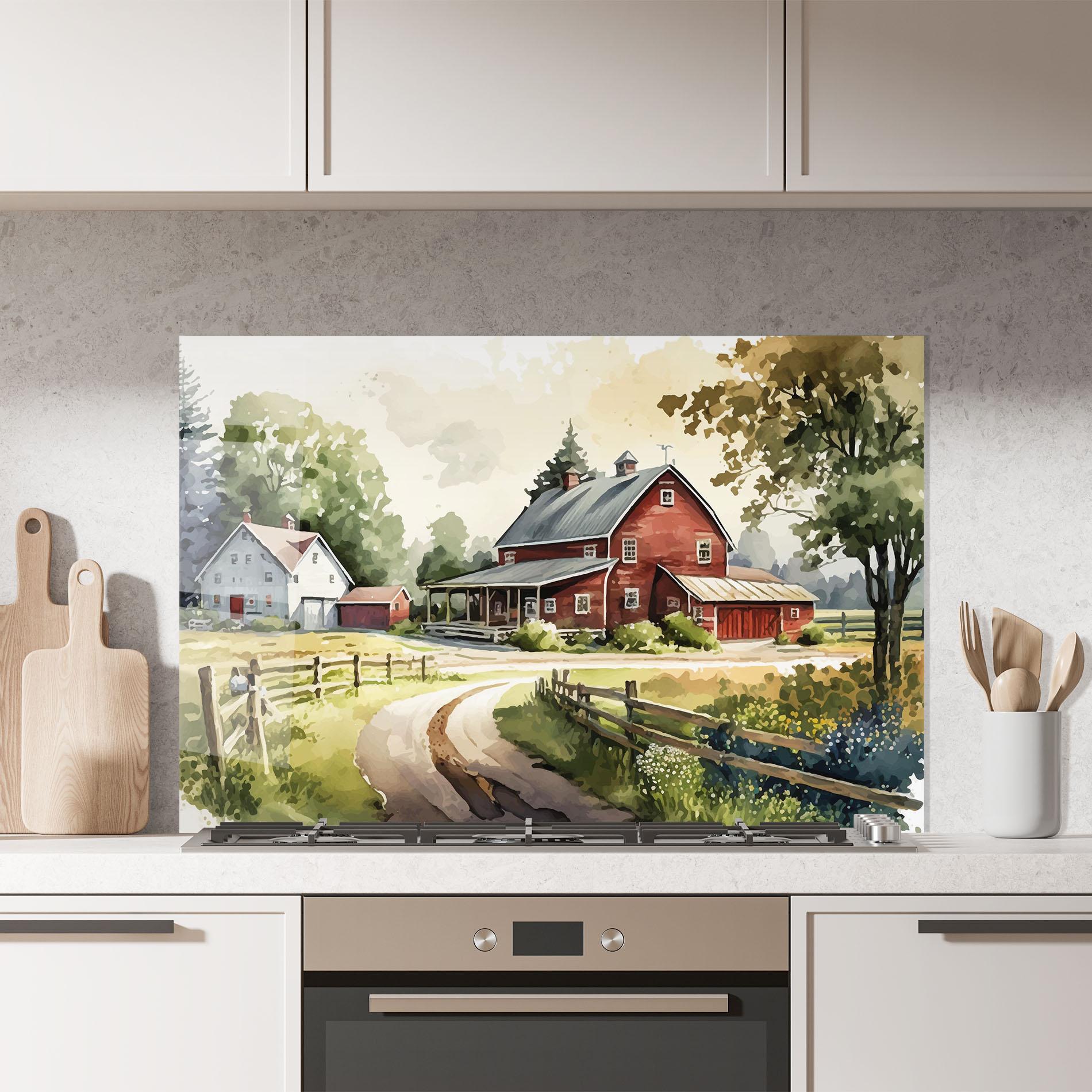 Panou Sticla Bucatarie Farmhouse Painting mockup 7