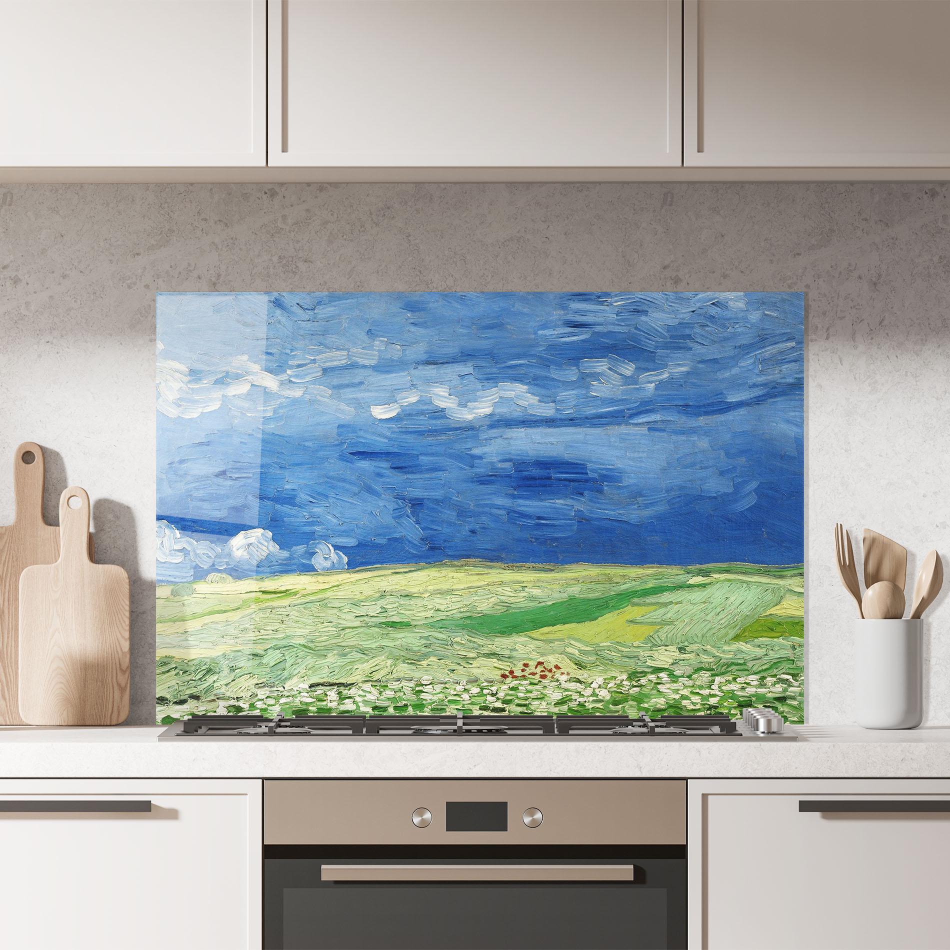 Panou Sticla Bucatarie Green Blue Field mockup 7