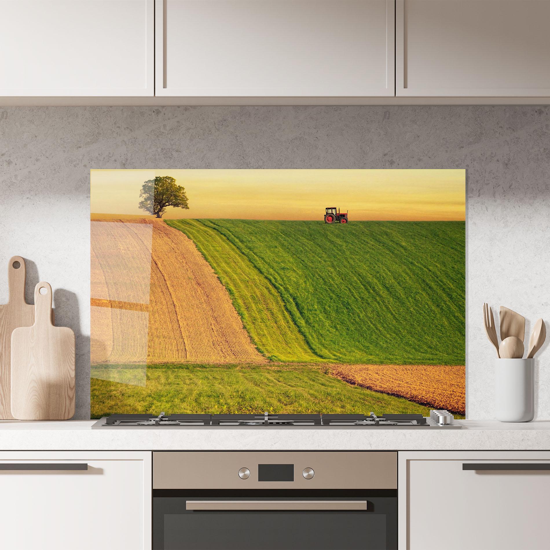 Panou Sticla Bucatarie Green Cream Field mockup 7