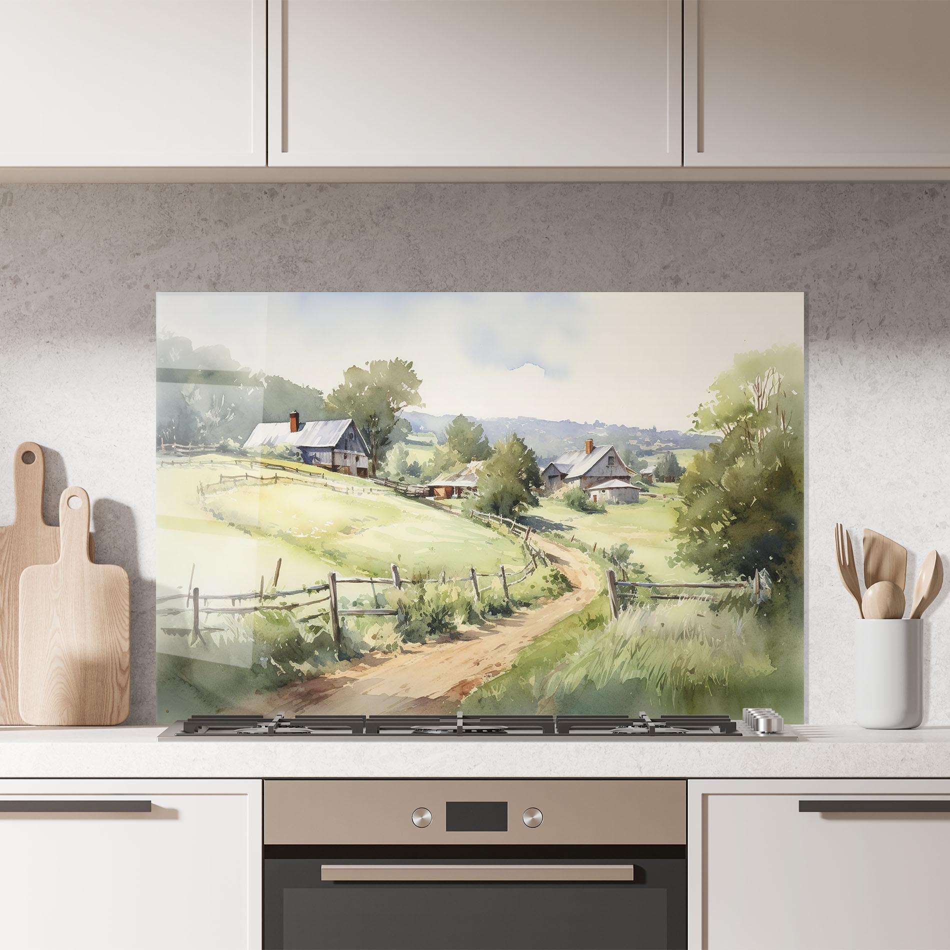 Panou Sticla Bucatarie Rural Farm mockup 7