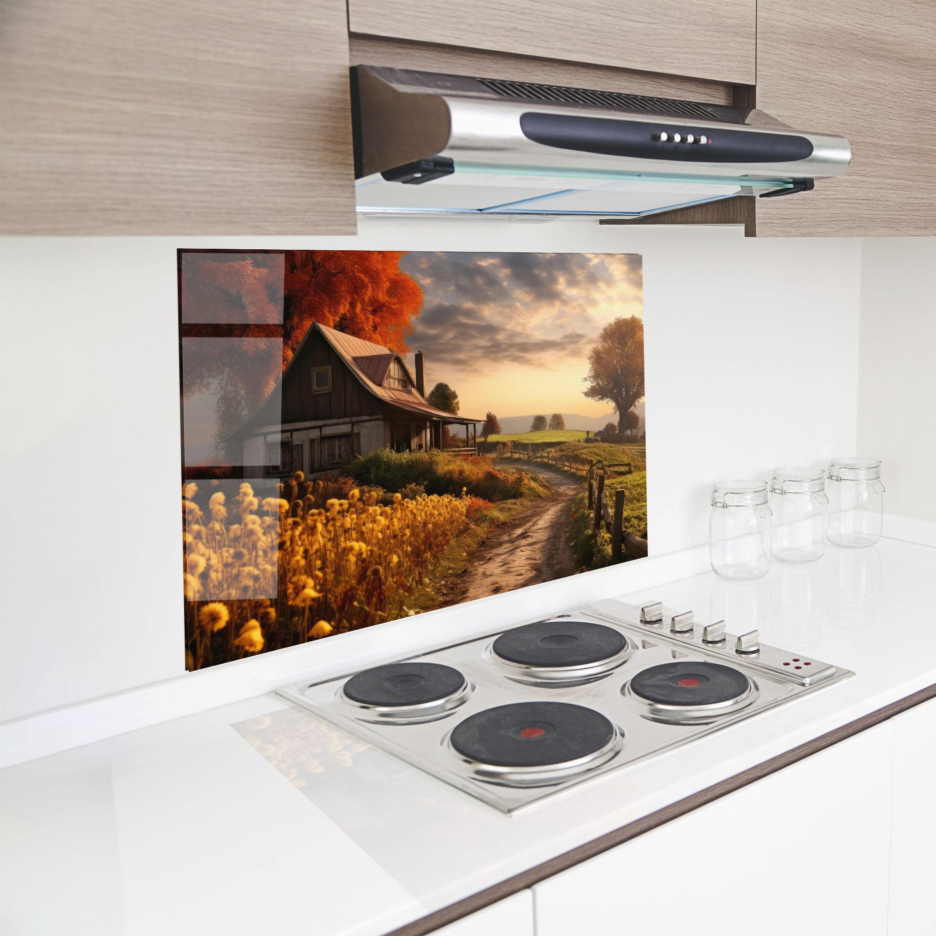 Panou Sticla Bucatarie Autumn Farm House mockup 8