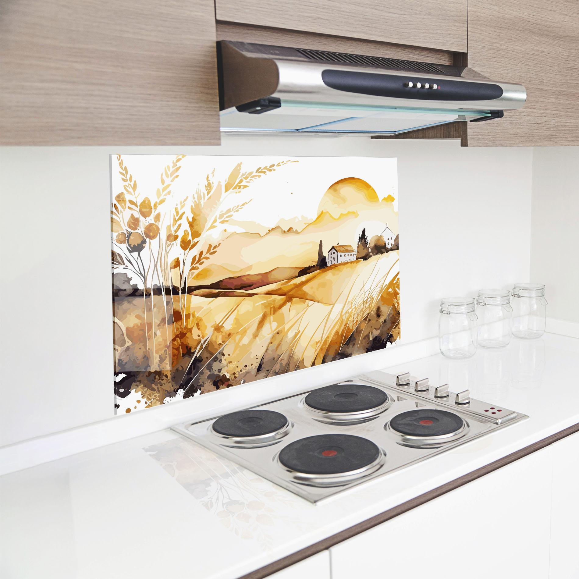 Panou Sticla Bucatarie Crops Field mockup 8