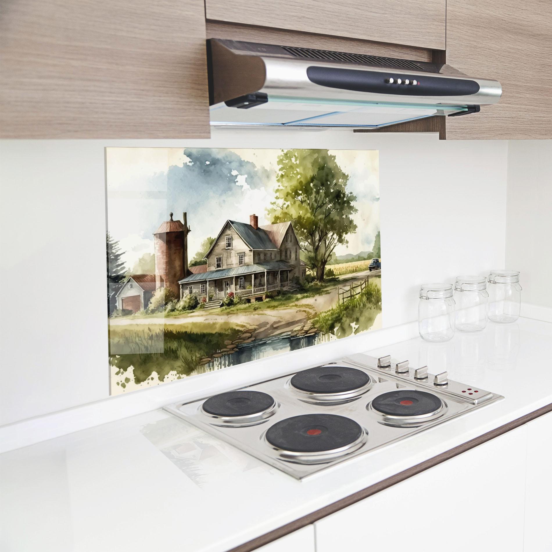 Panou Sticla Bucatarie Farm Blue Car mockup 8