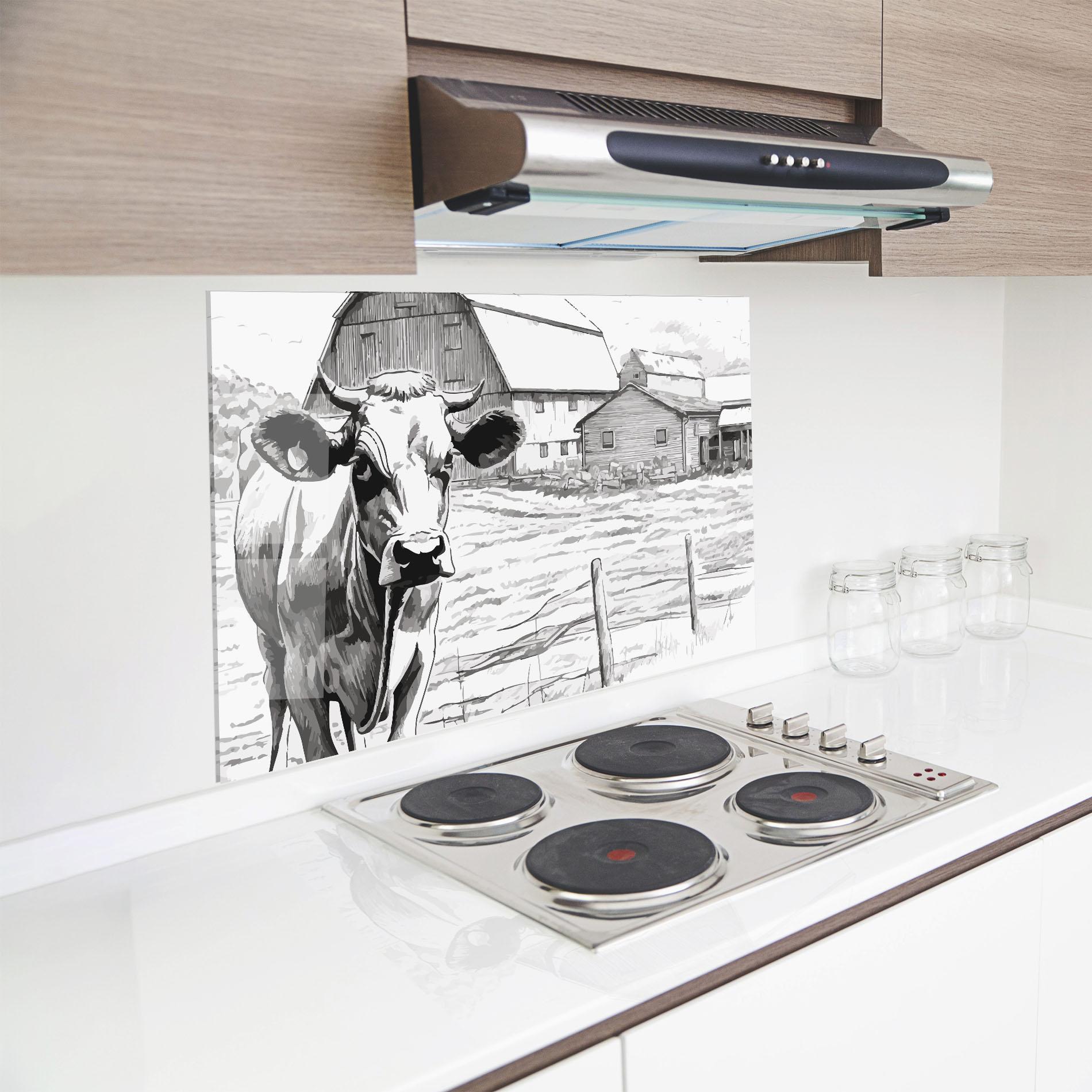 Panou Sticla Bucatarie Farm Cow mockup 8