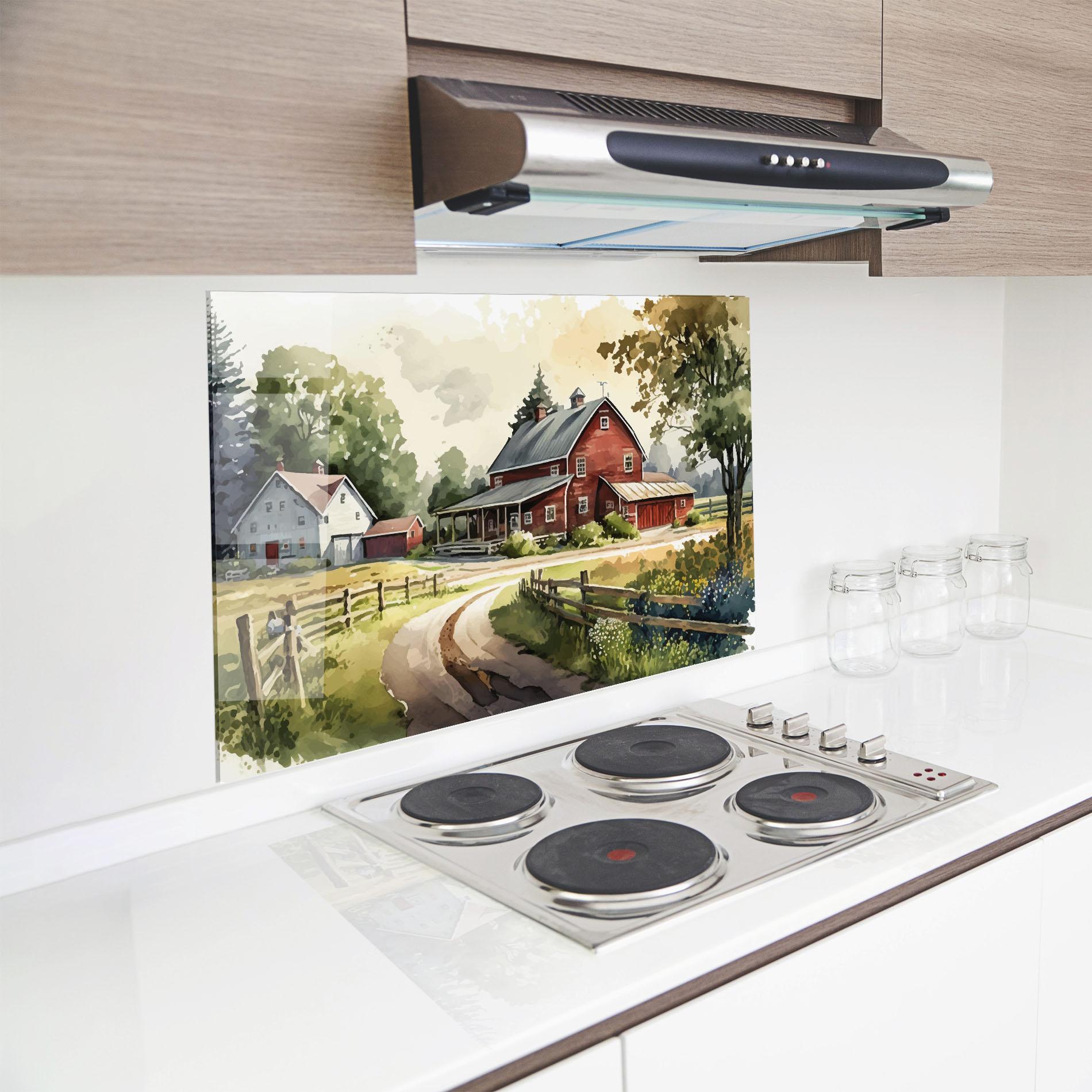 Panou Sticla Bucatarie Farmhouse Painting mockup 8