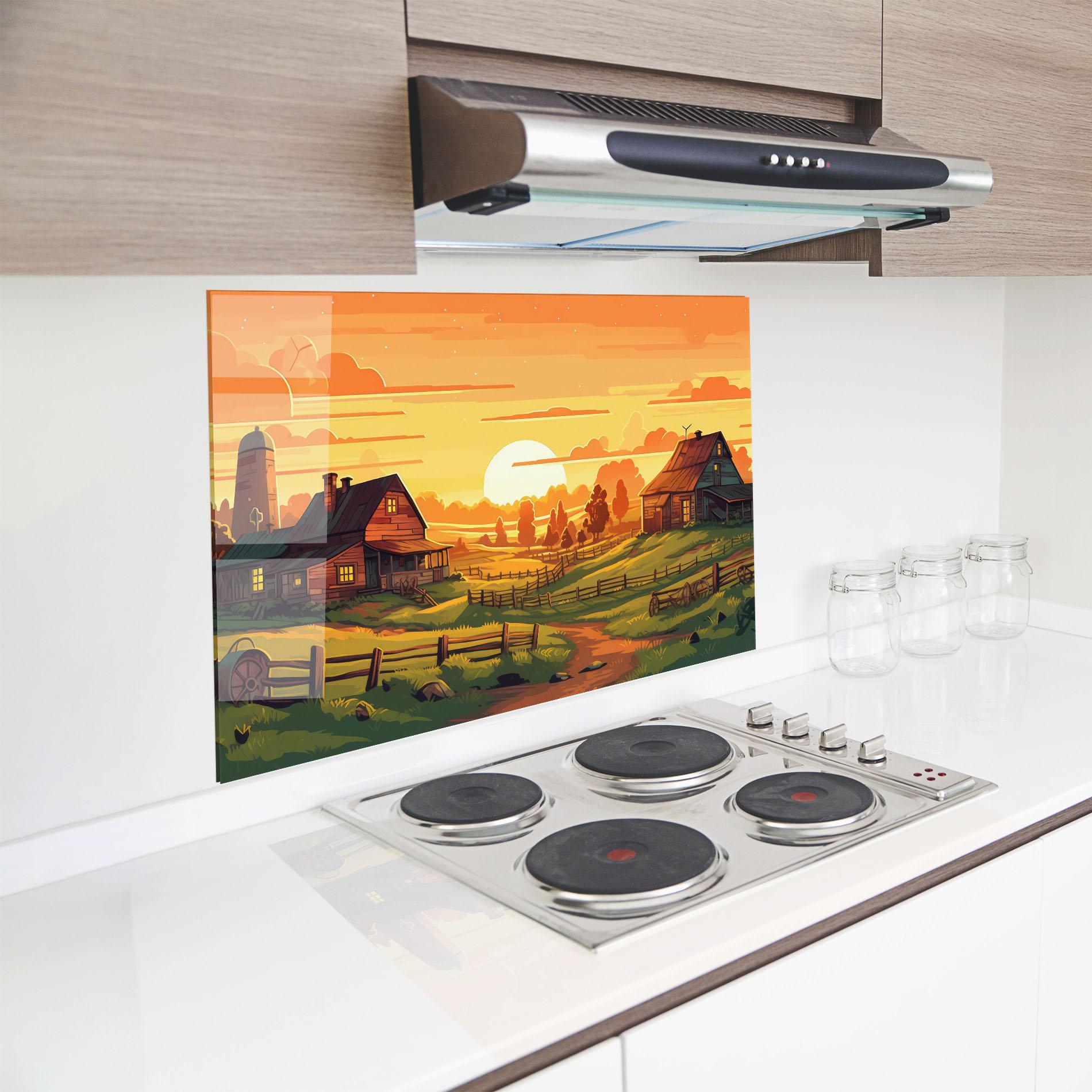 Panou Sticla Bucatarie Farmhouse Sunlight mockup 8