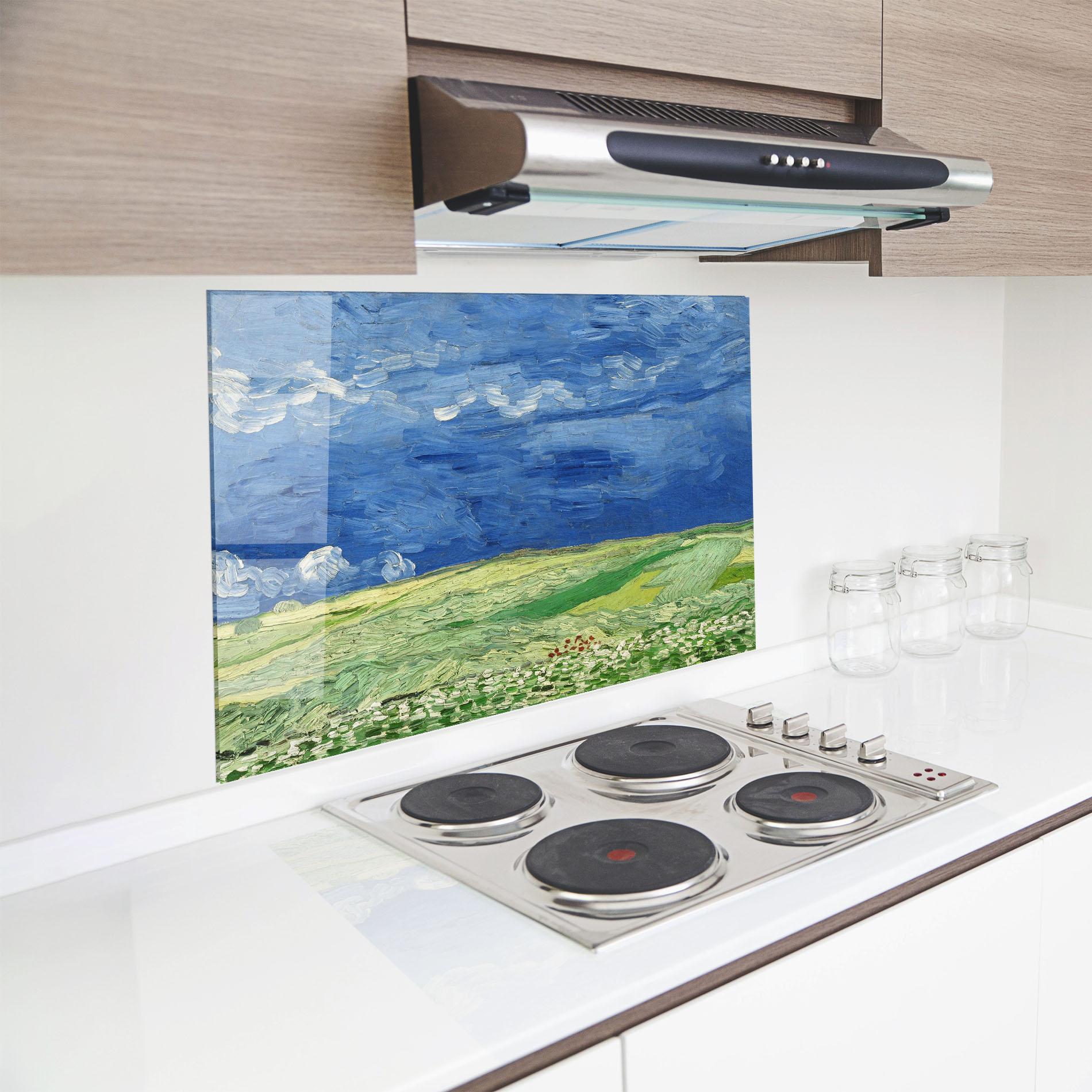 Panou Sticla Bucatarie Green Blue Field mockup 8