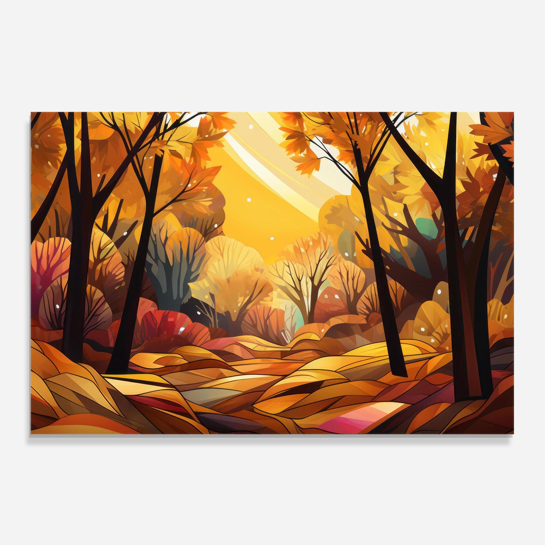 Panou Sticla Bucatarie Autumn Forest Art mockup 0