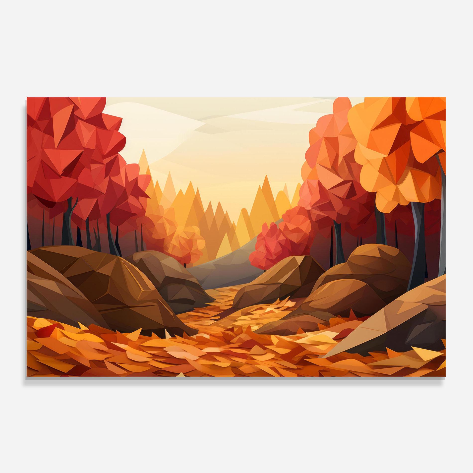 Panou Sticla Bucatarie Autumn Orange Forest mockup 0