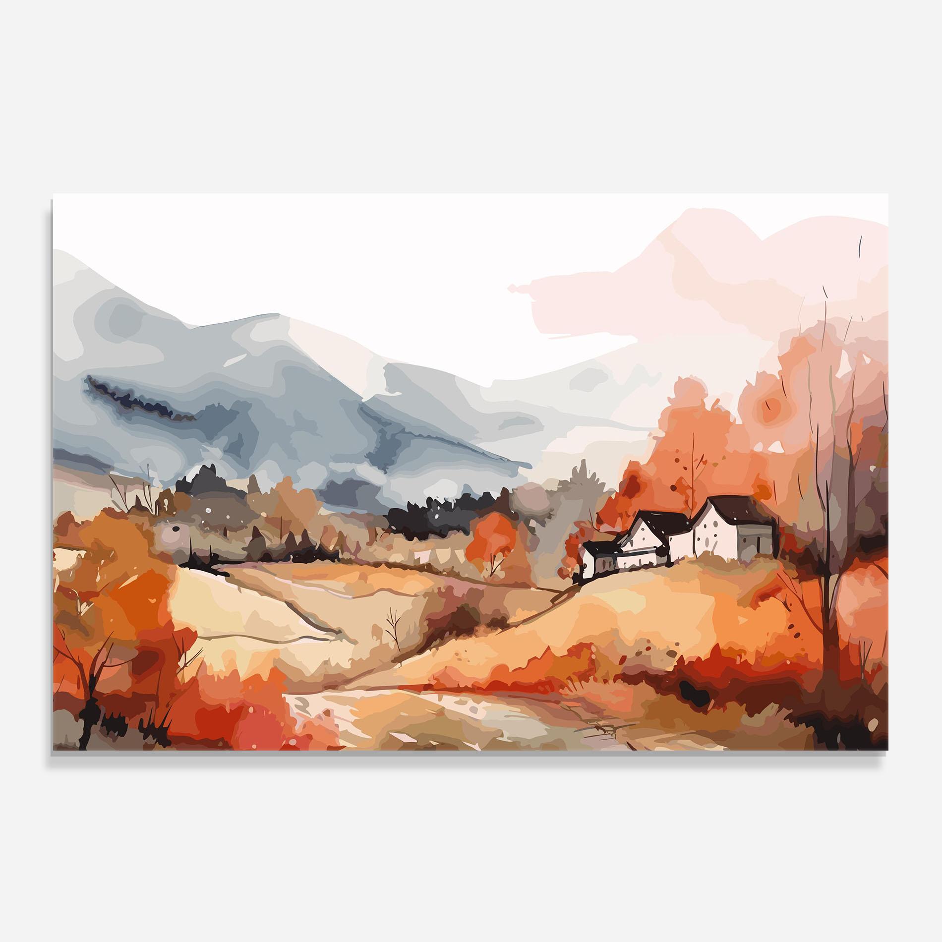 Panou Sticla Bucatarie Orange Grey Autumn mockup 0