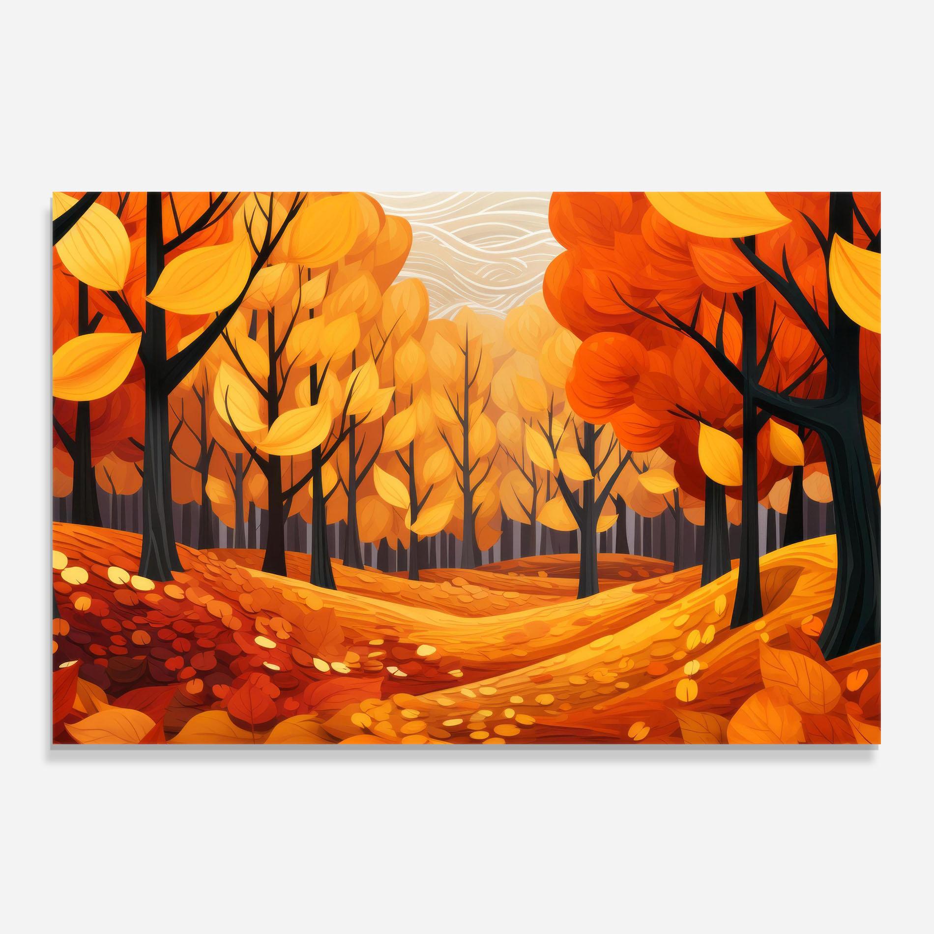 Panou Sticla Bucatarie Orange Trees Forest mockup 0