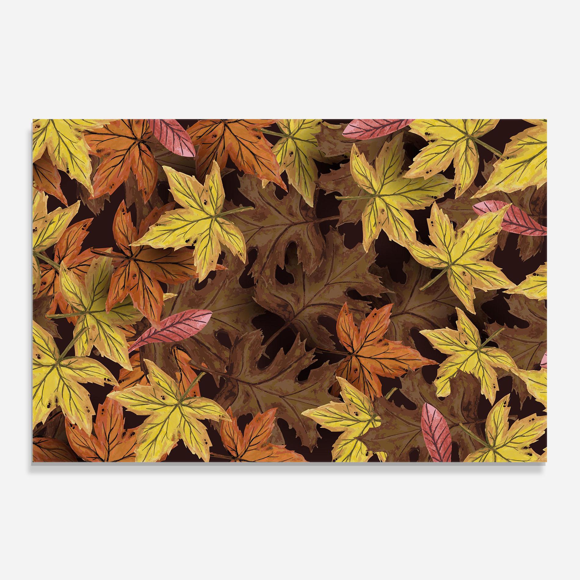 Panou Sticla Bucatarie Painted Leaves mockup 0