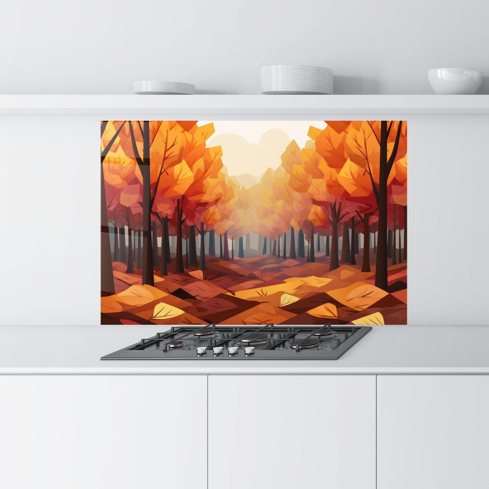Panou Sticla Bucatarie Autumn Forest View mockup 9