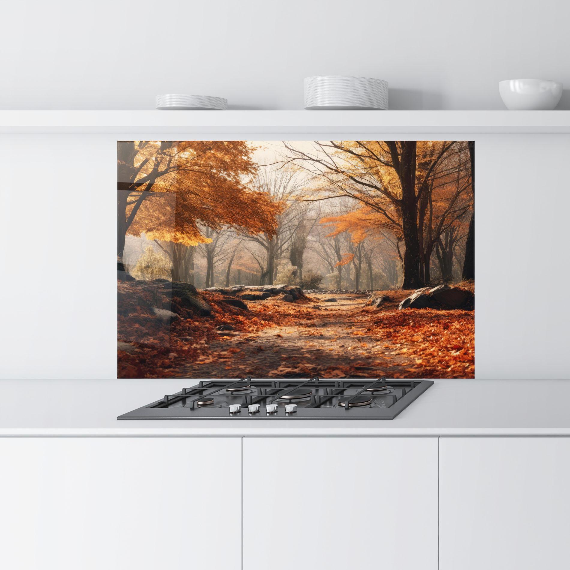 Panou Sticla Bucatarie Autumn Forest mockup 9