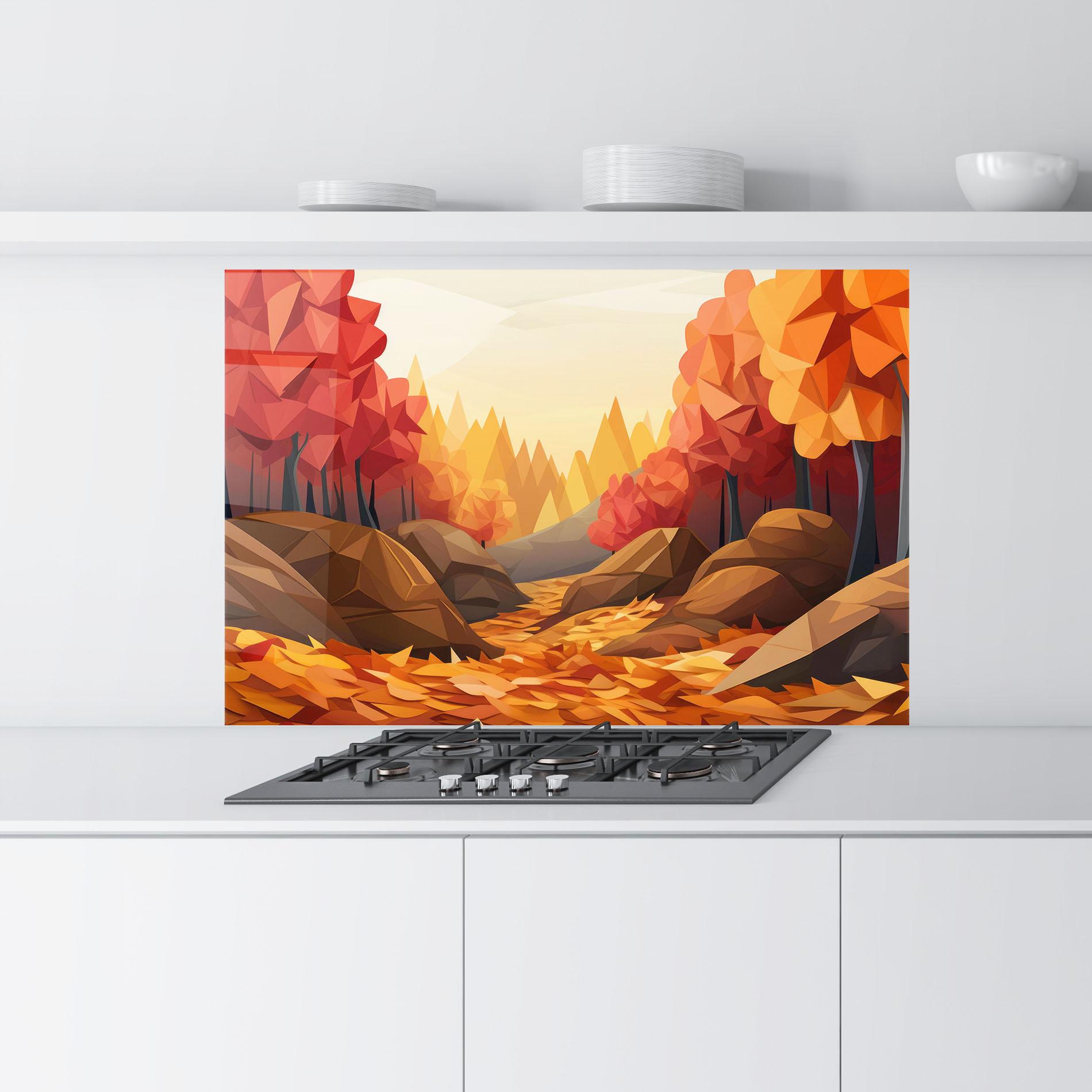 Panou Sticla Bucatarie Autumn Orange Forest mockup 9