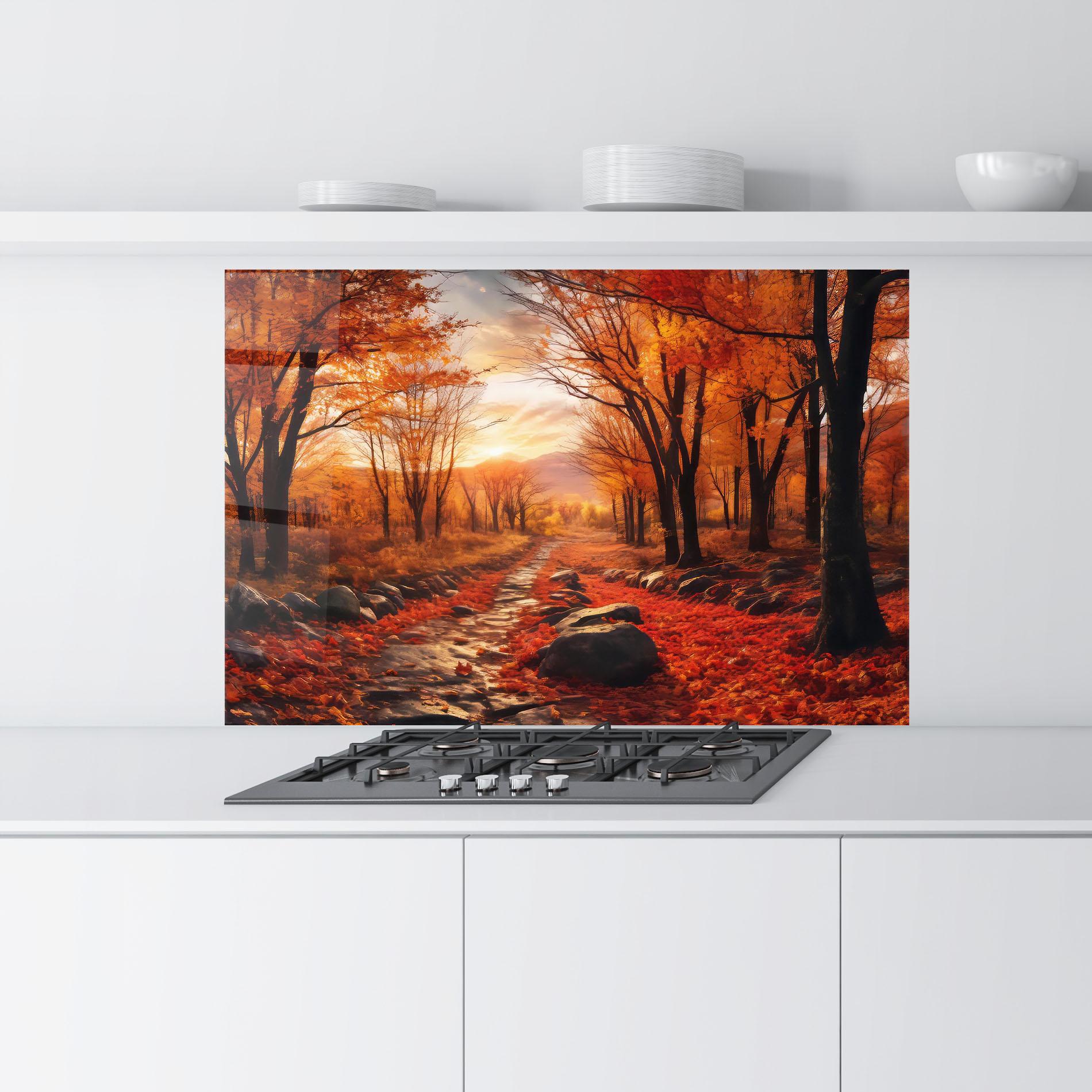 Panou Sticla Bucatarie Autumn Path mockup 9