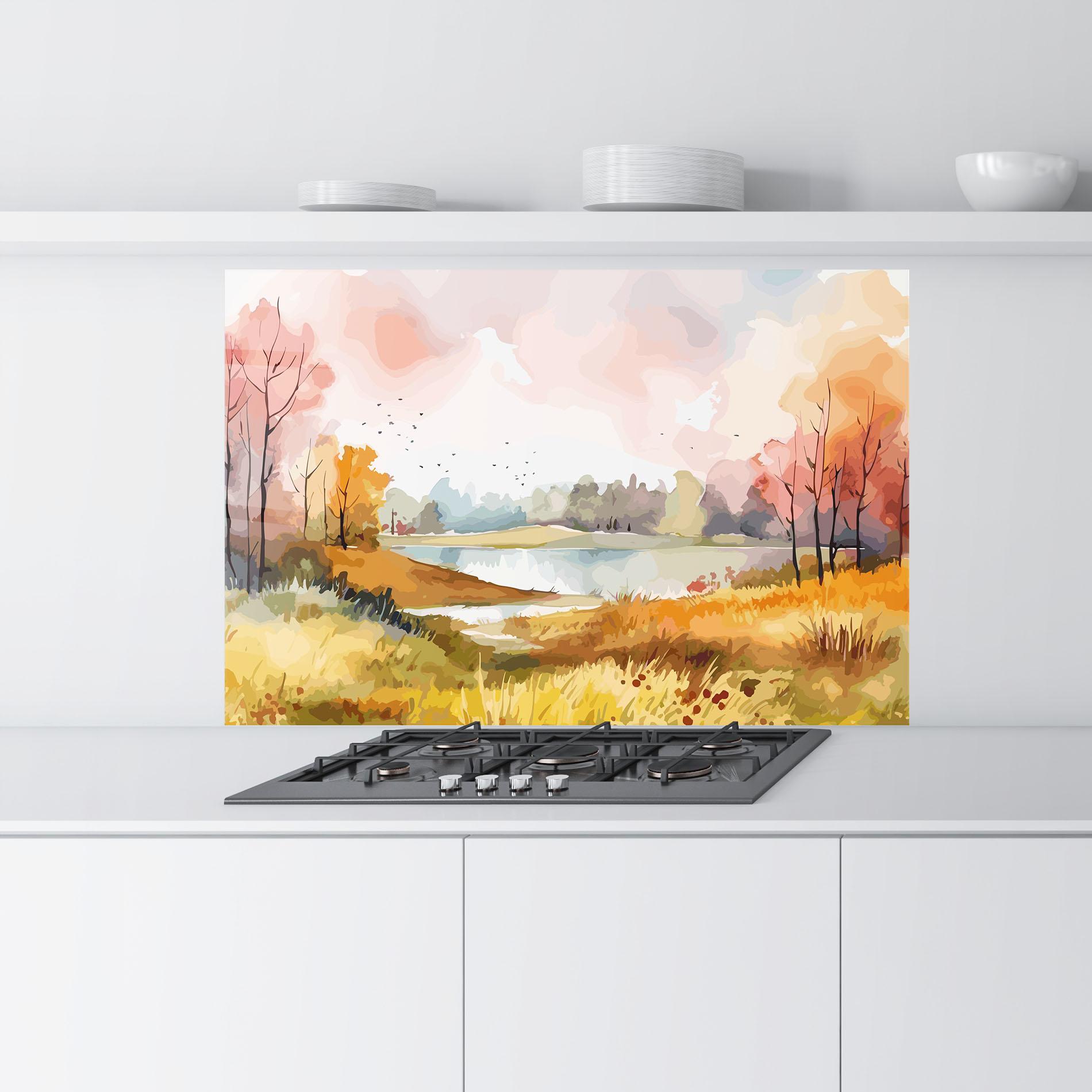 Panou Sticla Bucatarie Autumn Watercolor mockup 9