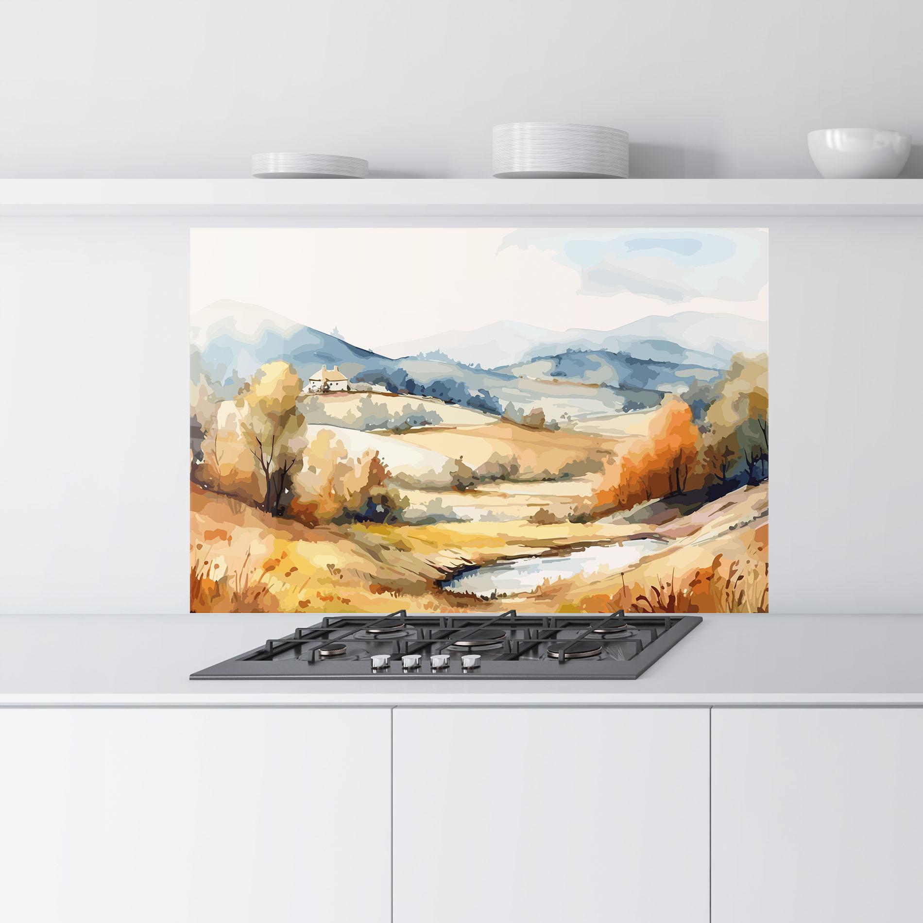 Panou Sticla Bucatarie Blue Orange Autumn mockup 9