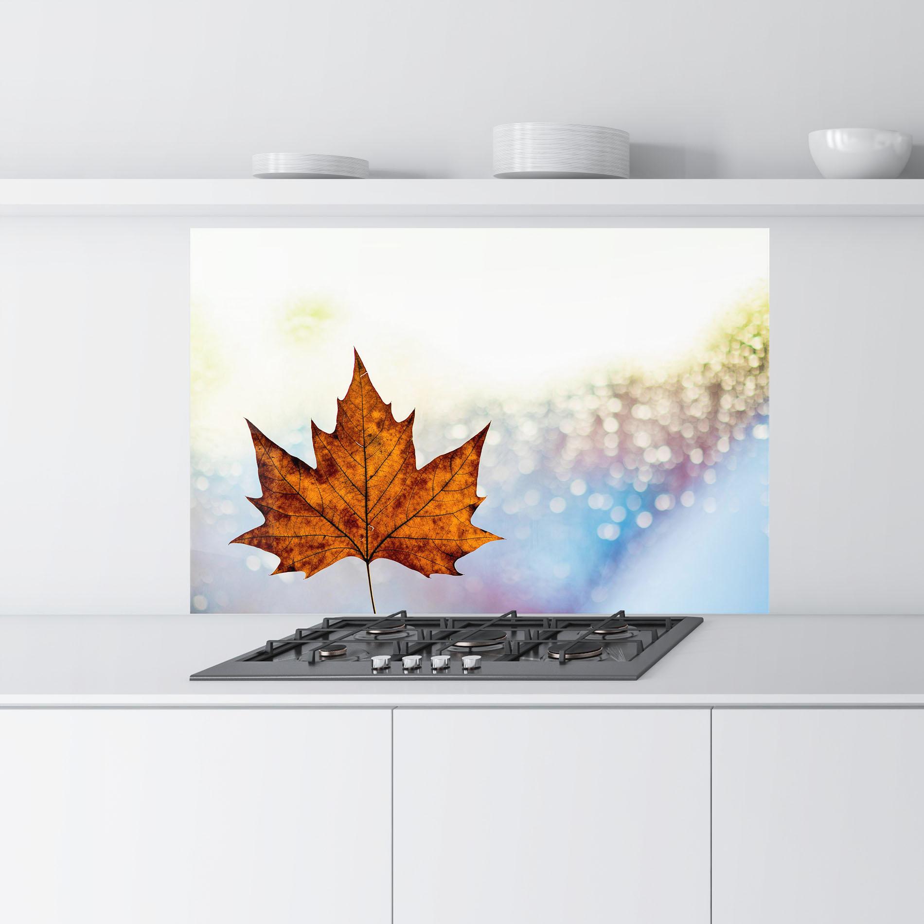 Panou Sticla Bucatarie Brown Orange Leaf mockup 9