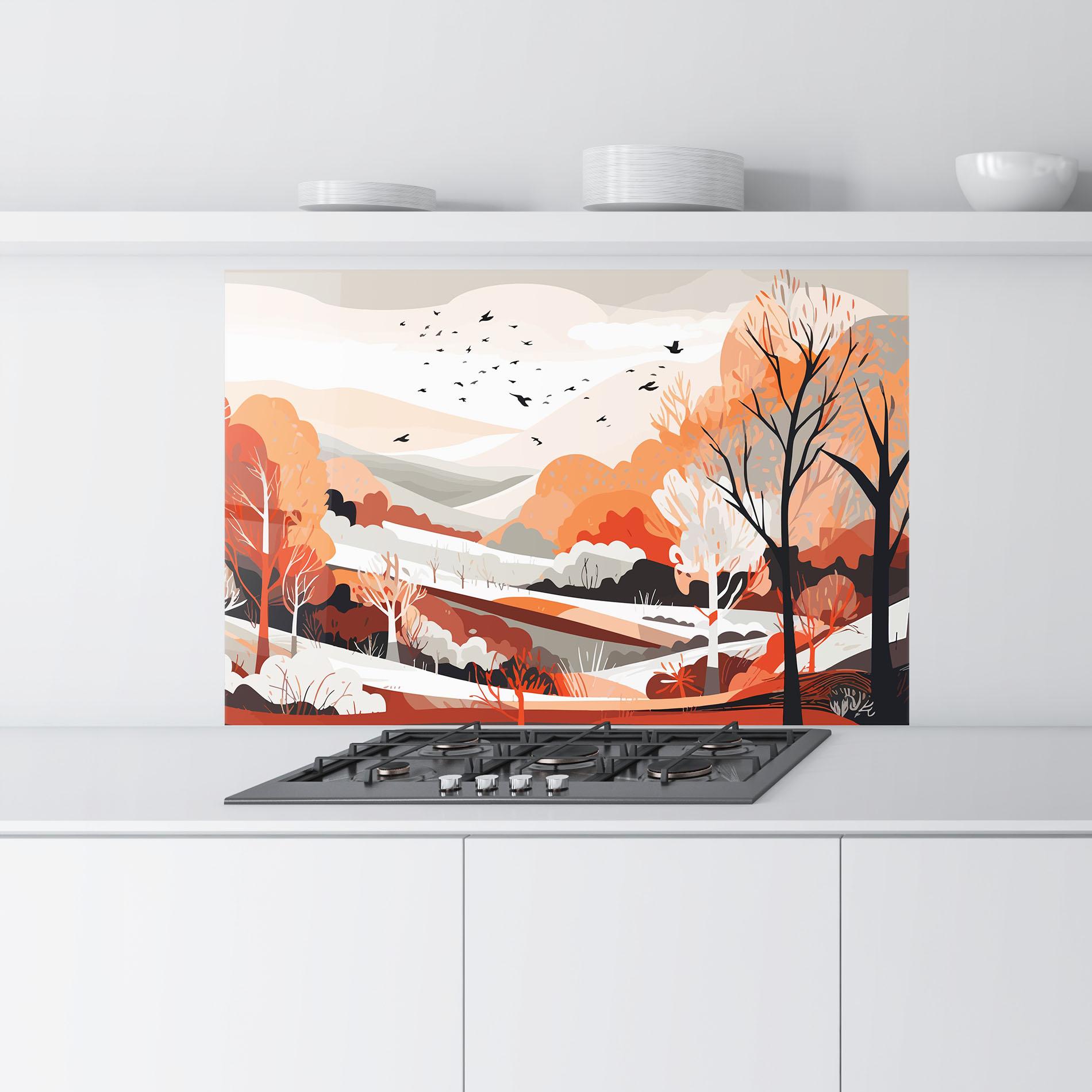Panou Sticla Bucatarie Grey Orange Autumn mockup 9