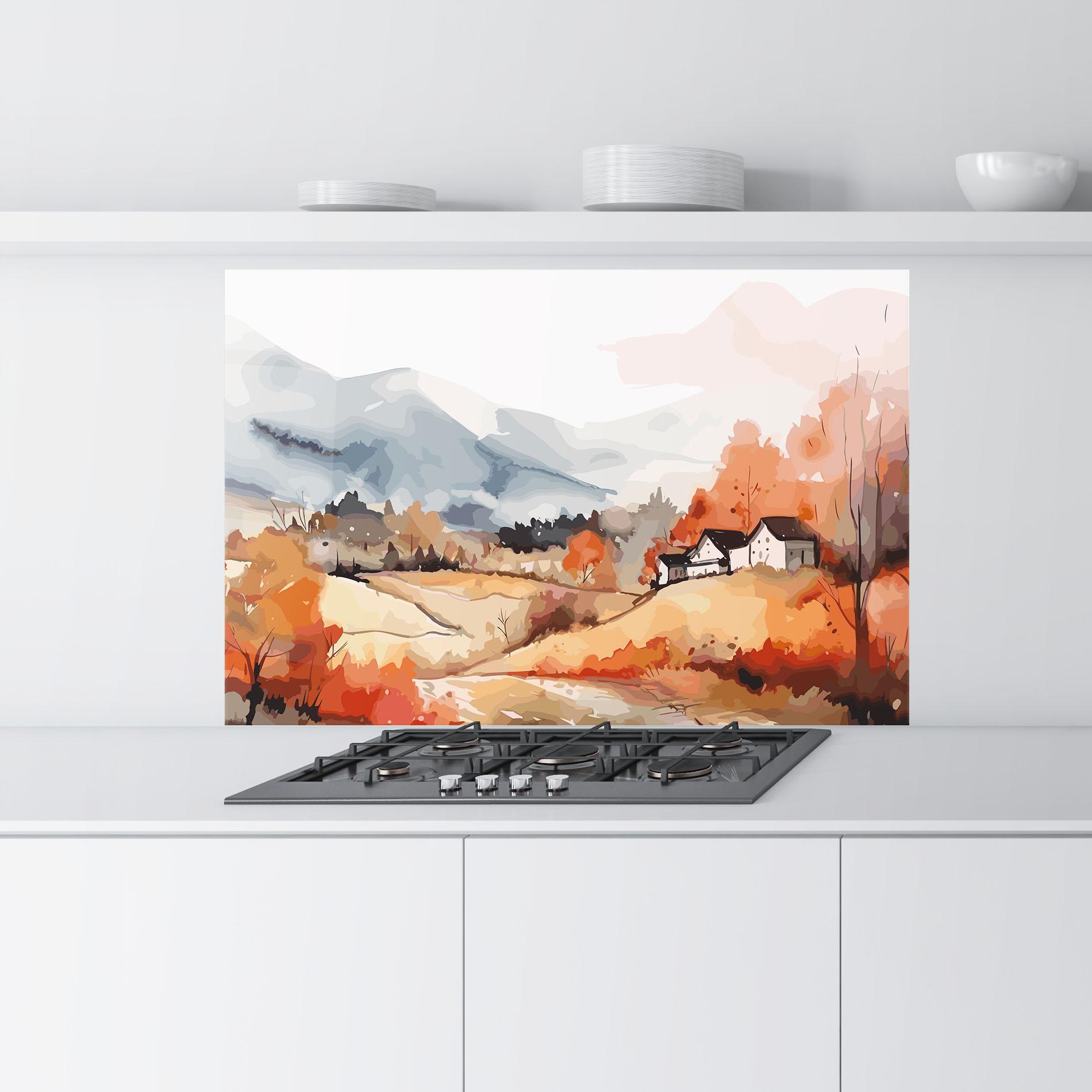 Panou Sticla Bucatarie Orange Grey Autumn mockup 9