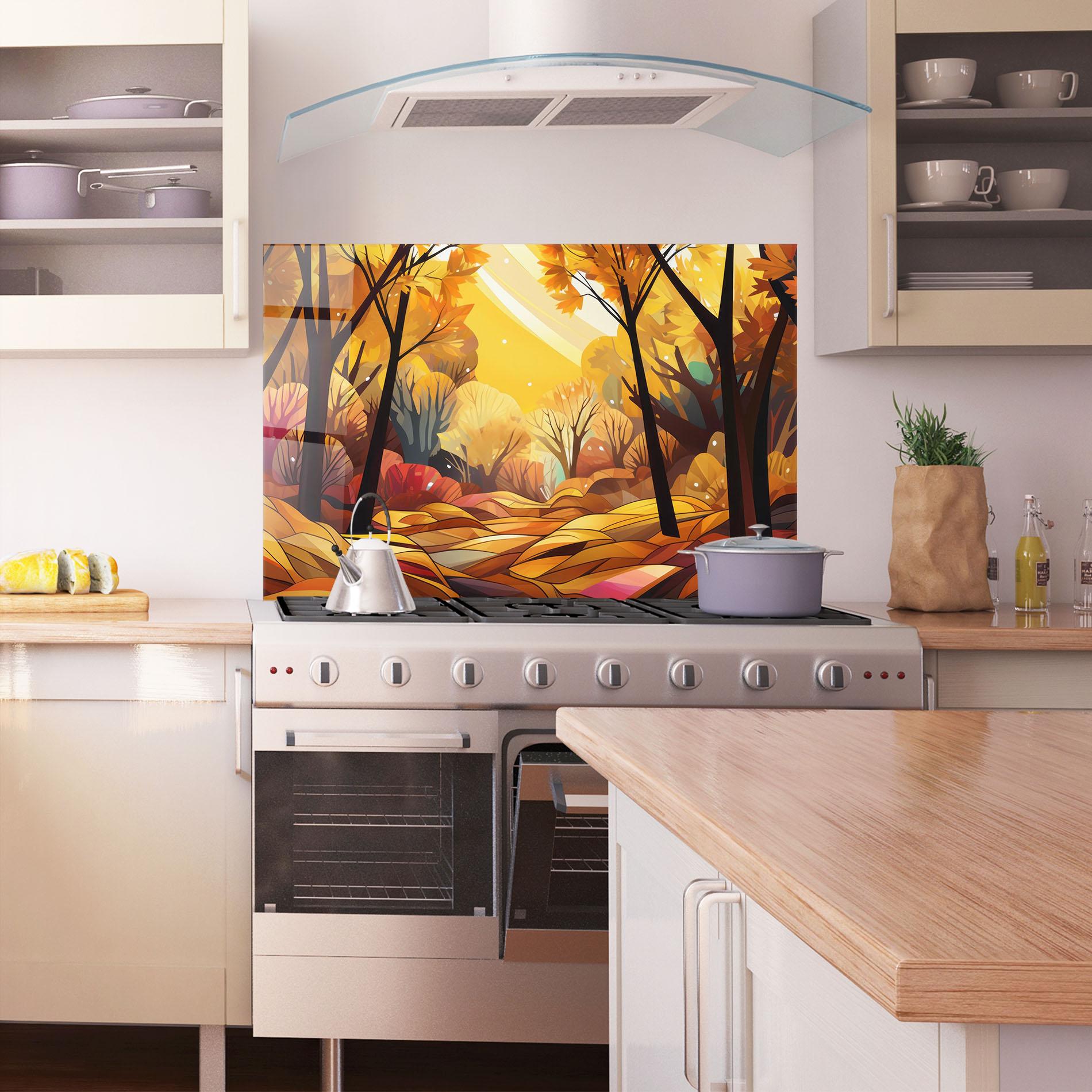 Panou Sticla Bucatarie Autumn Forest Art mockup 1