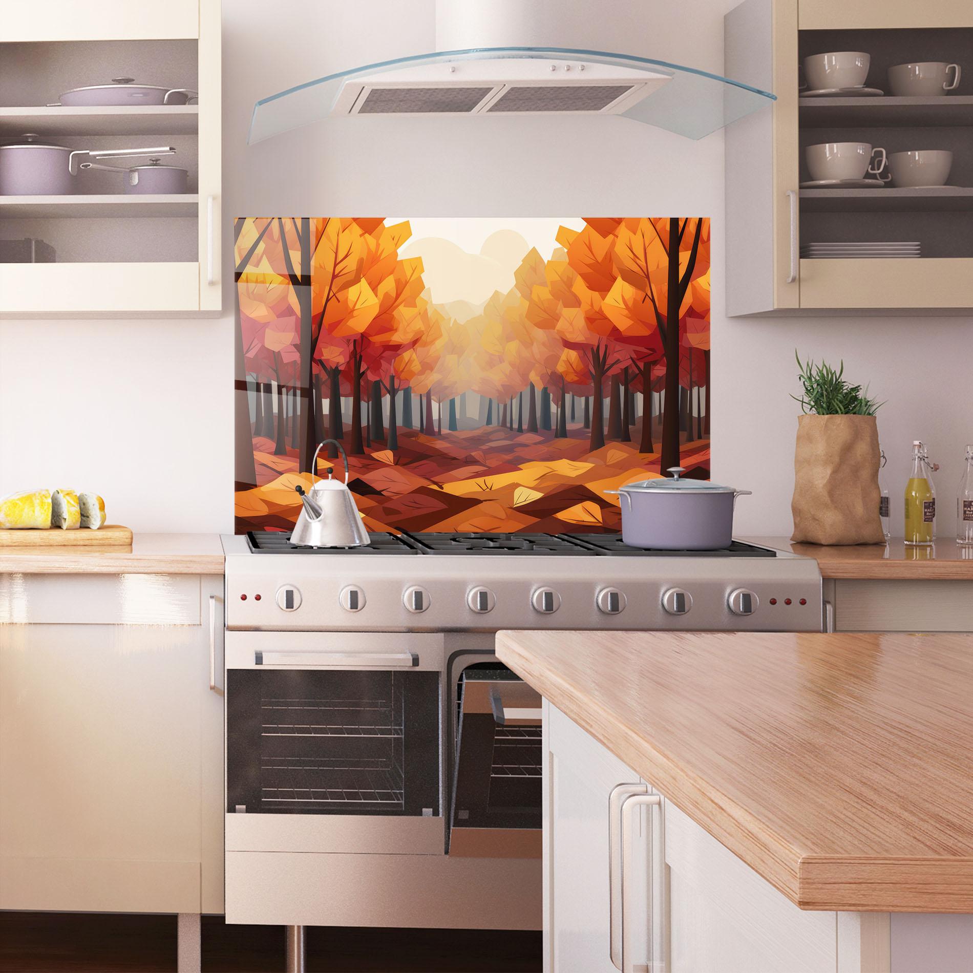 Panou Sticla Bucatarie Autumn Forest View mockup 1