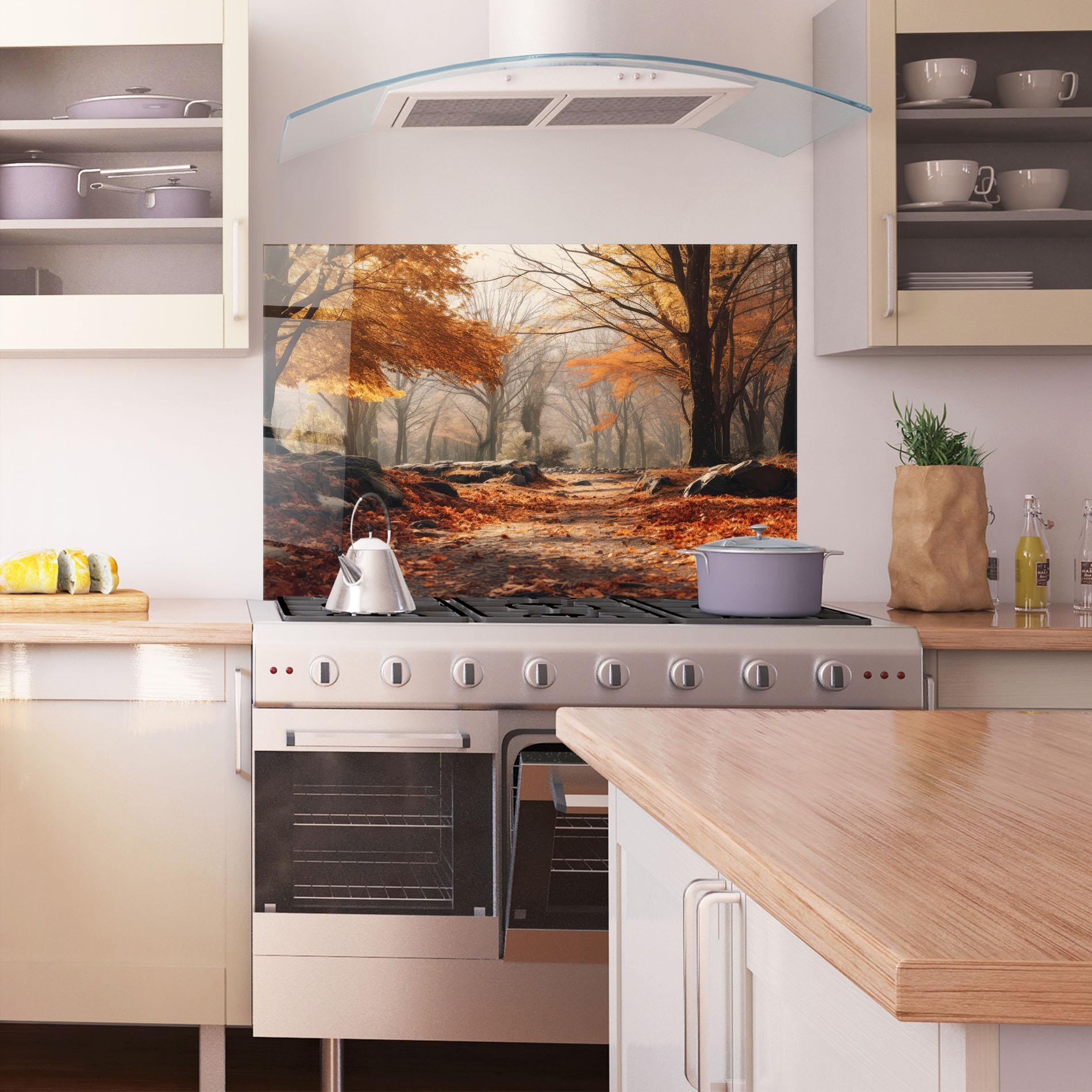 Panou Sticla Bucatarie Autumn Forest mockup 1