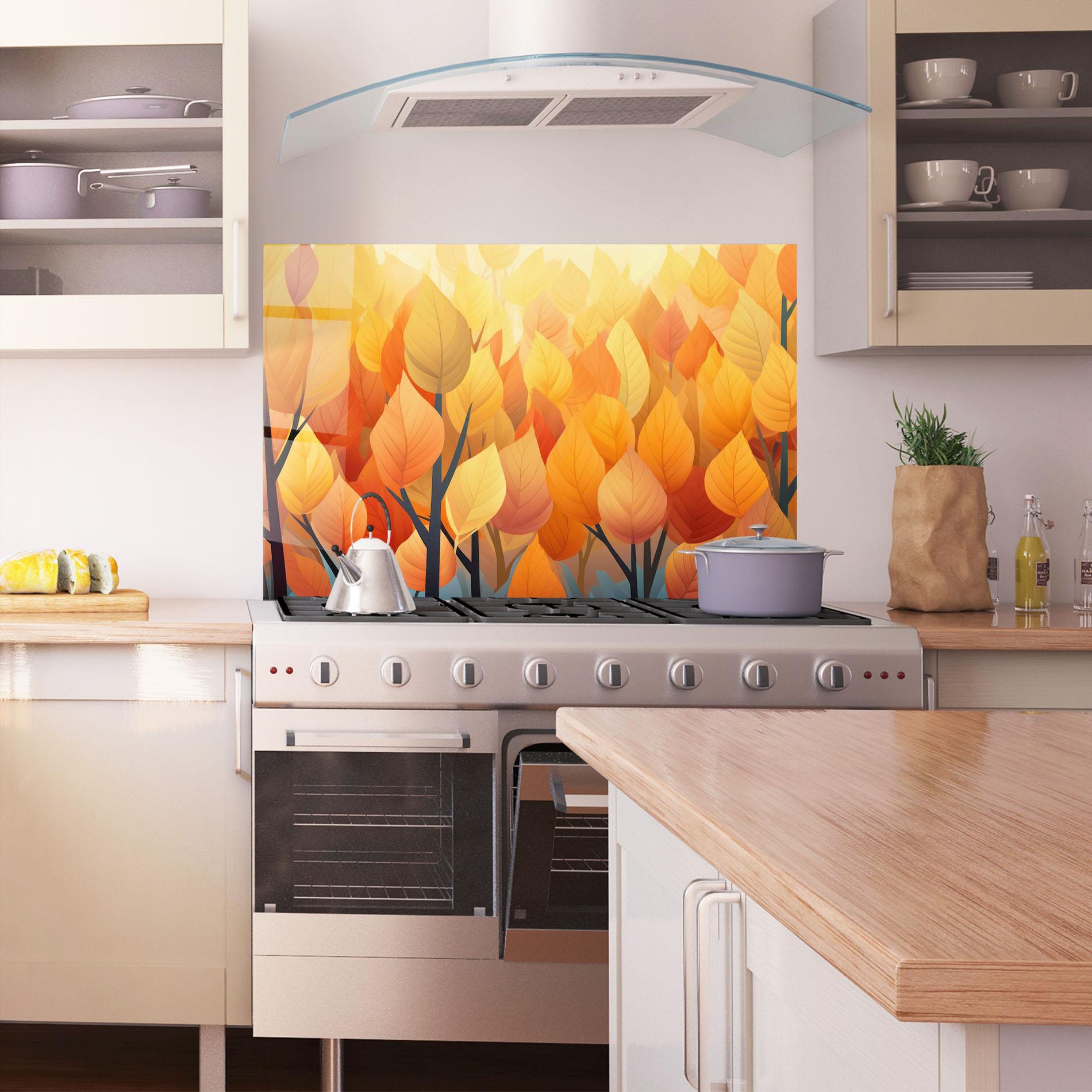 Panou Sticla Bucatarie Autumn Leaves mockup 1