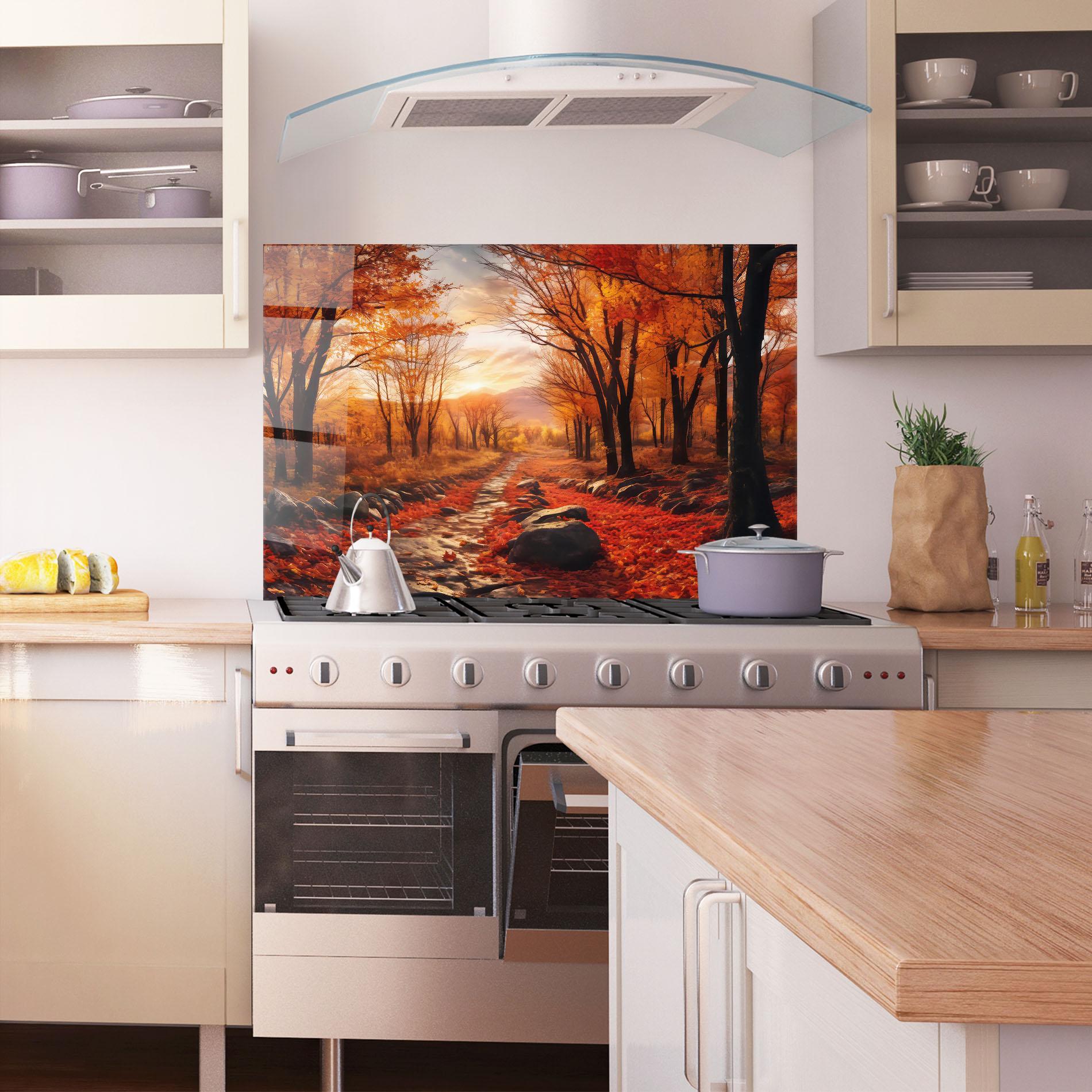 Panou Sticla Bucatarie Autumn Path mockup 1