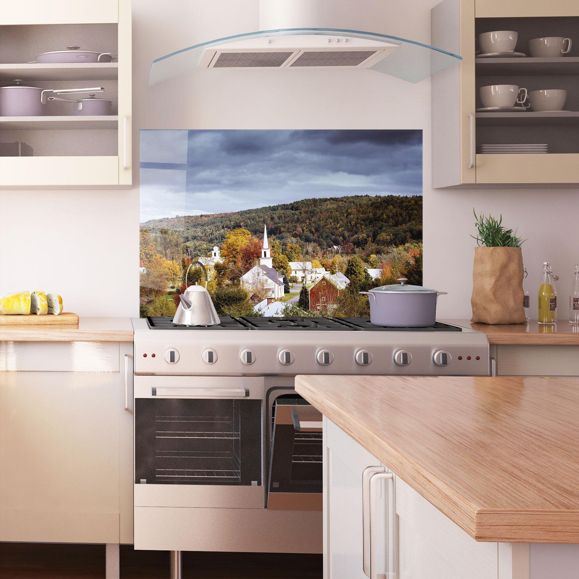 Panou Sticla Bucatarie Autumn Trees mockup 1