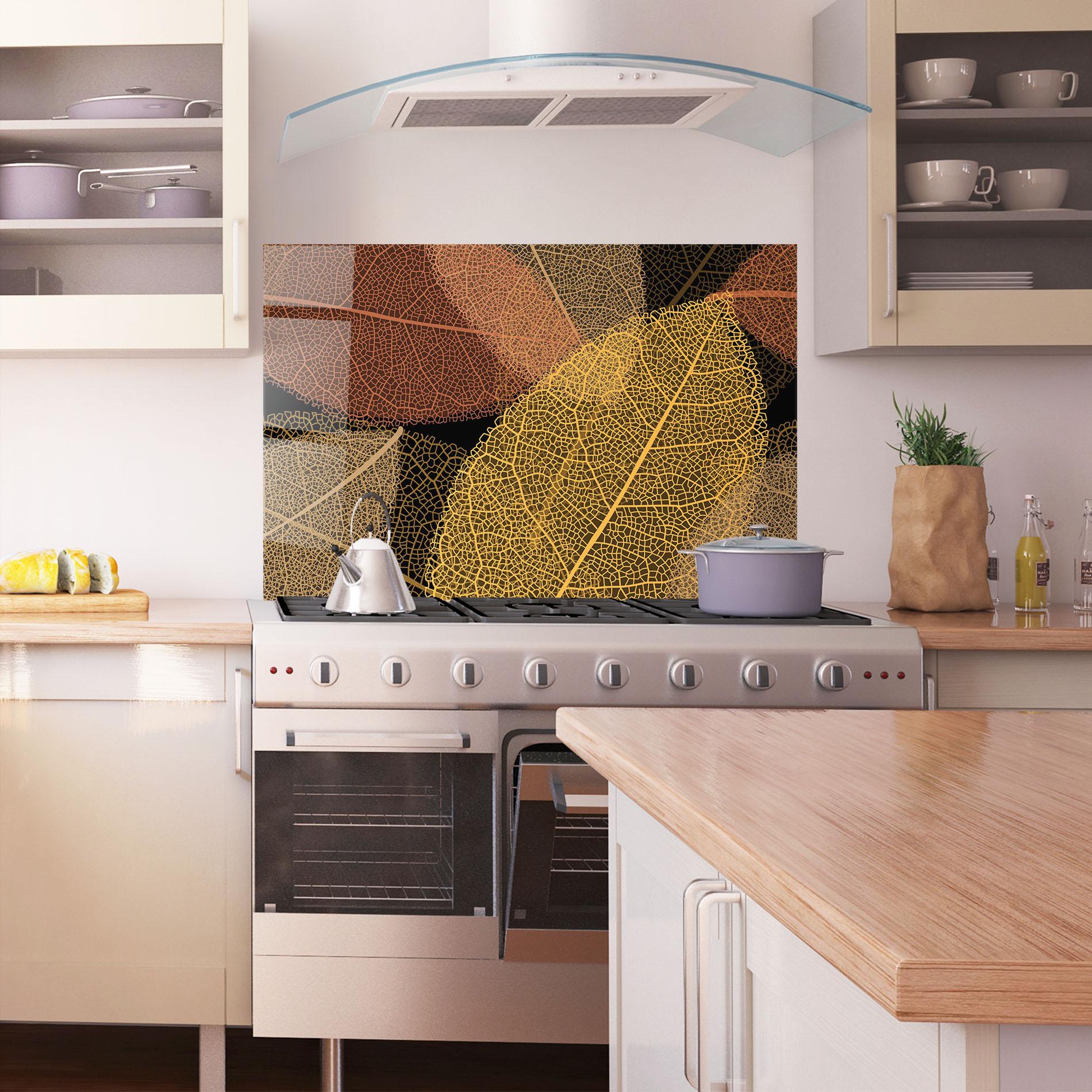 Panou Sticla Bucatarie Leaves Pattern mockup 1