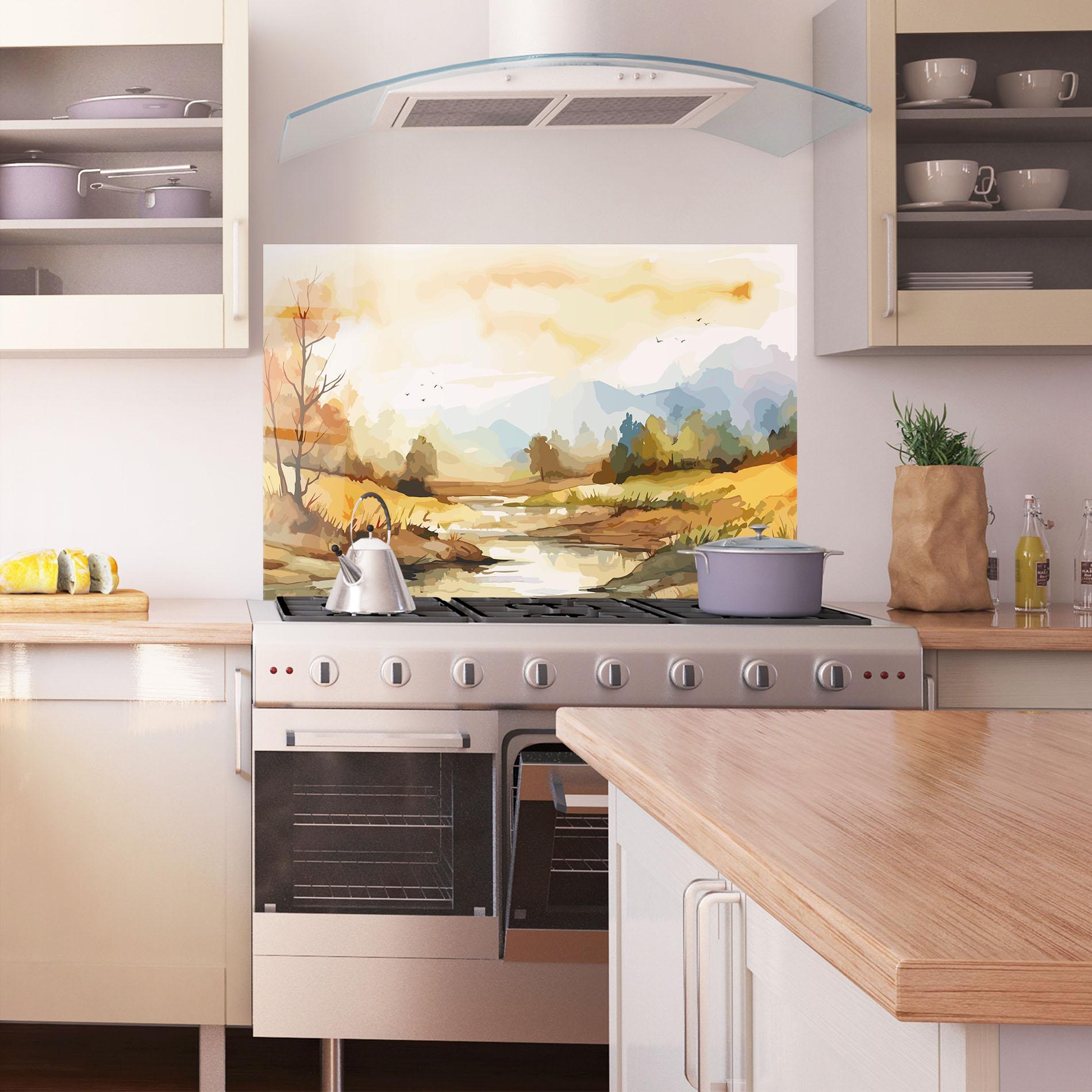 Panou Sticla Bucatarie Orange Yellow Autumn mockup 1