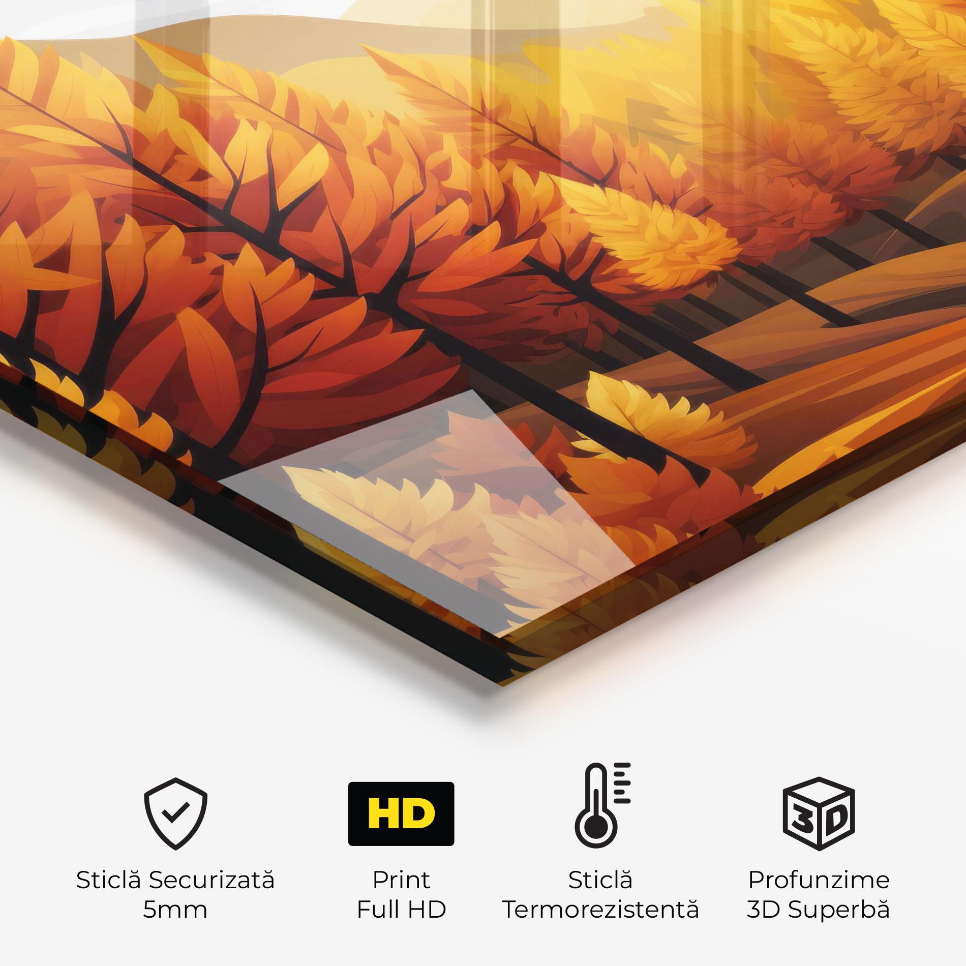 Panou Sticla Bucatarie Autumn Trees Orange mockup 2